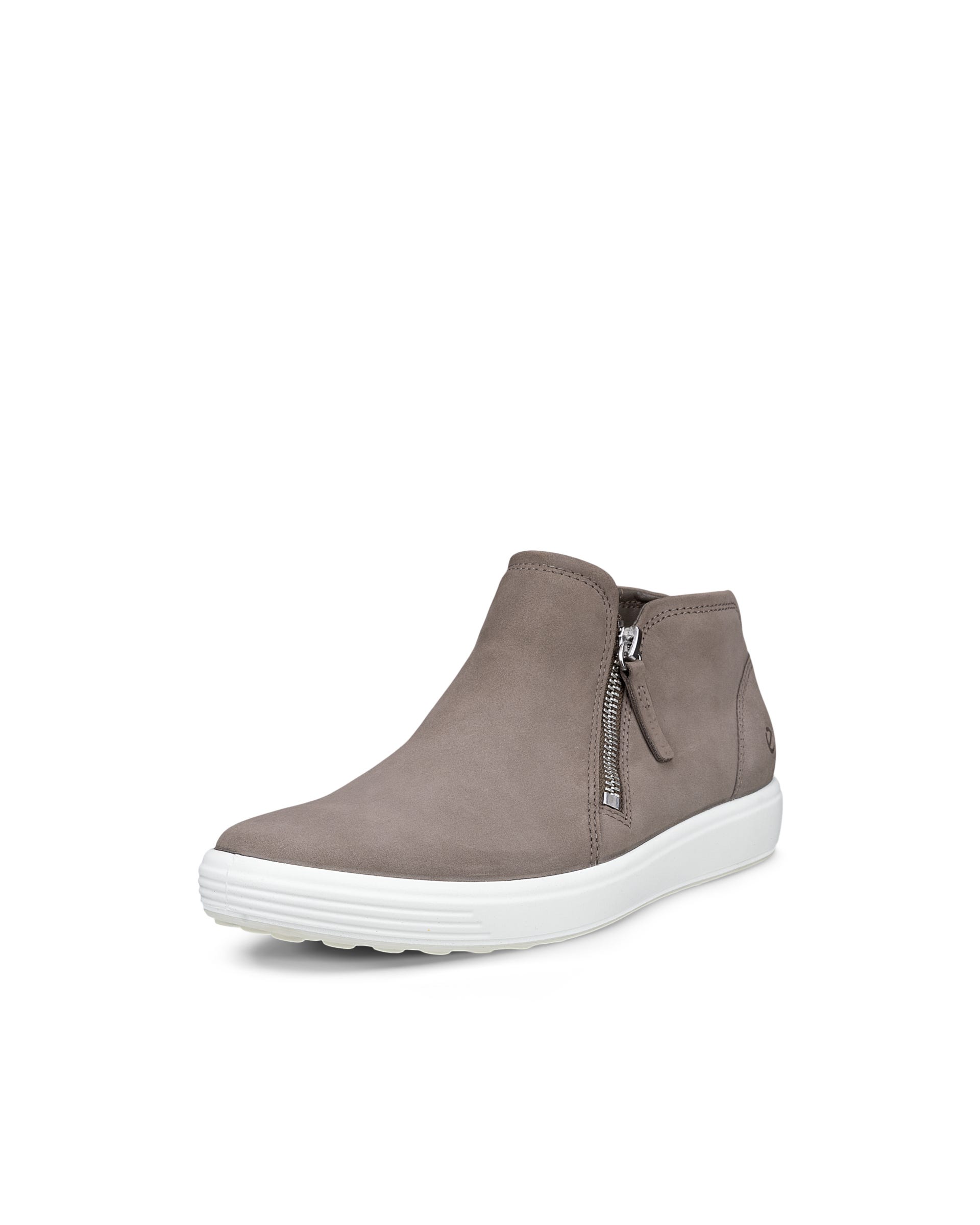 Women's ECCO® SOFT 7 Nubuck Zip Bootie - Gray - Outside