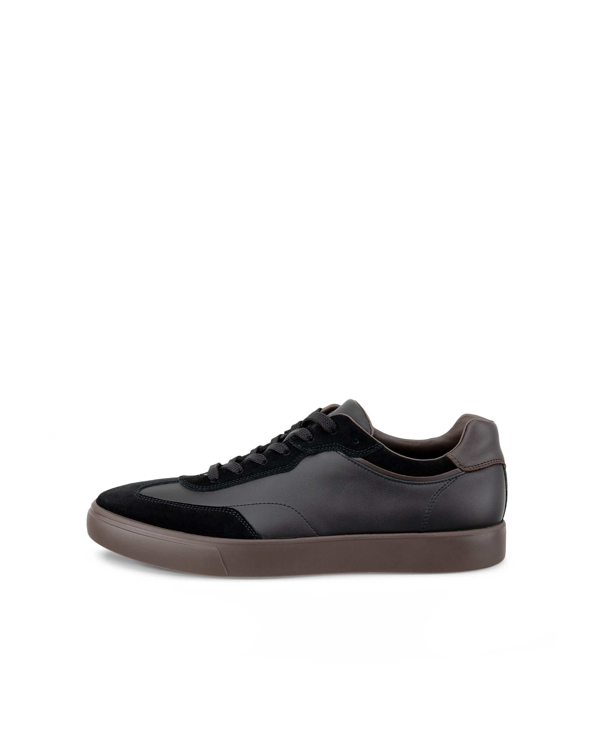 Men's ECCO® SOFT 10 Leather Trainer - Black - Outside
