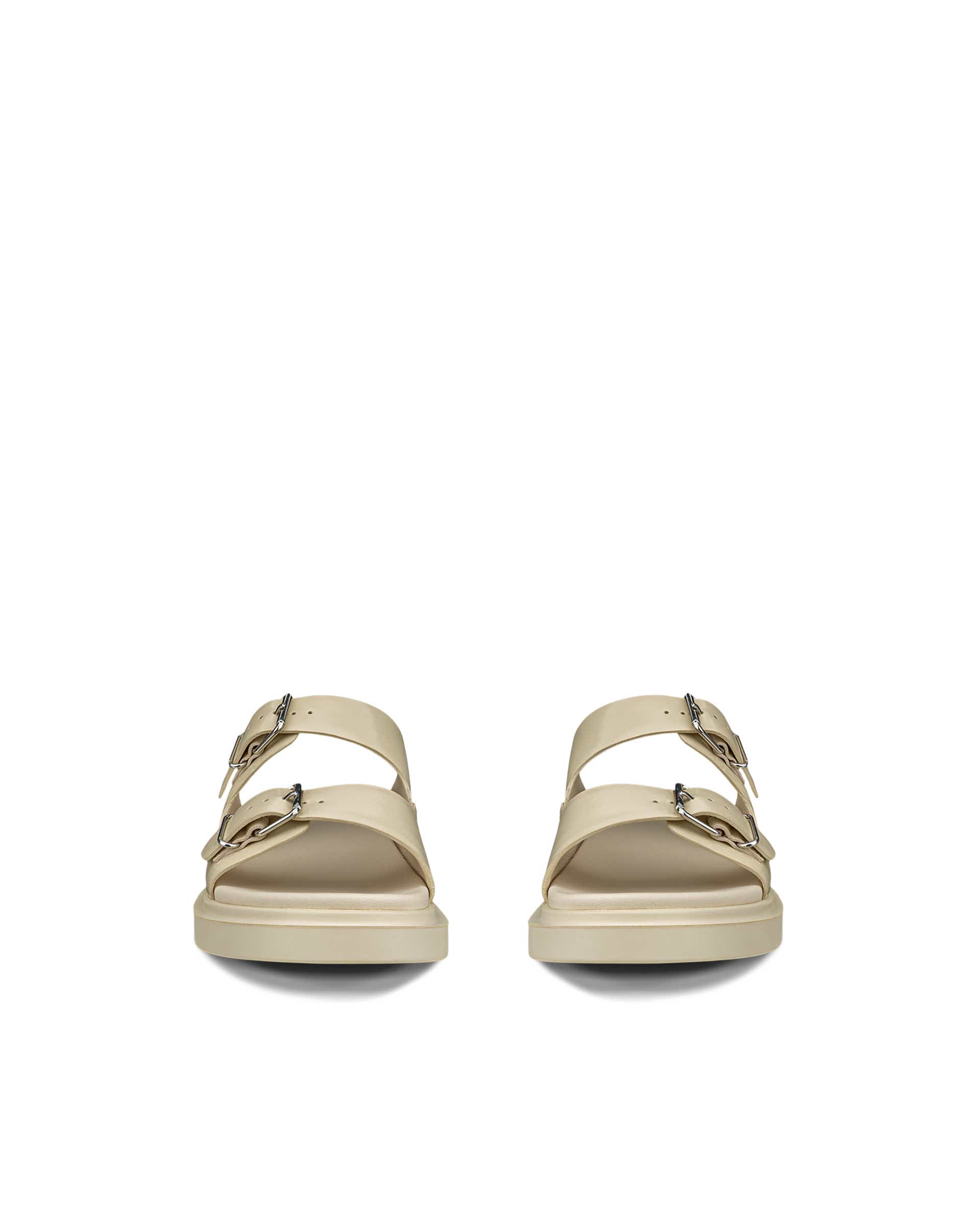 Women's ECCO® Metropole Seoul Patent Leather Two Strap Sandal - Beige - Front pair