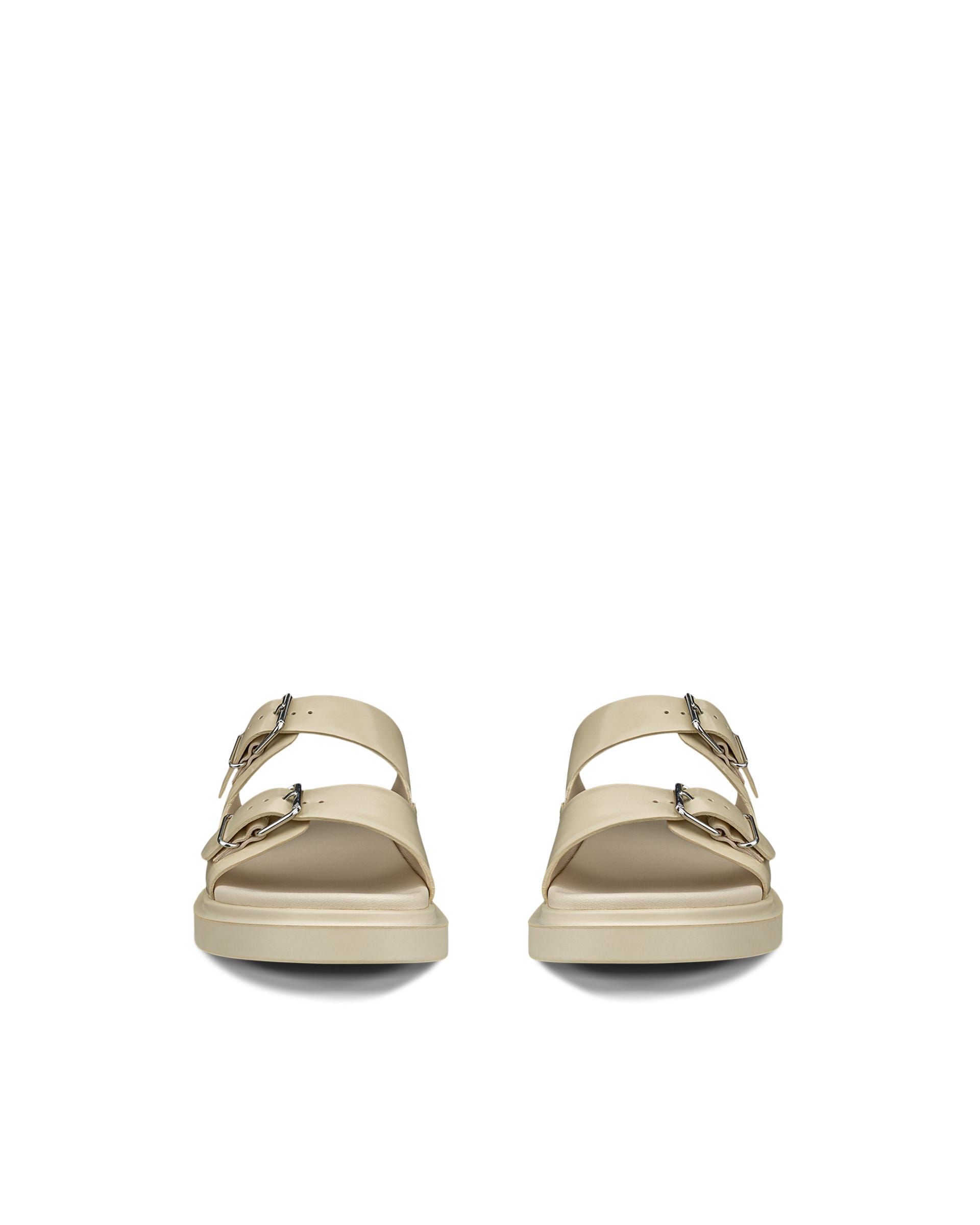 Women's ECCO® Metropole Seoul Patent Leather Two Strap Sandal - Beige - Front pair
