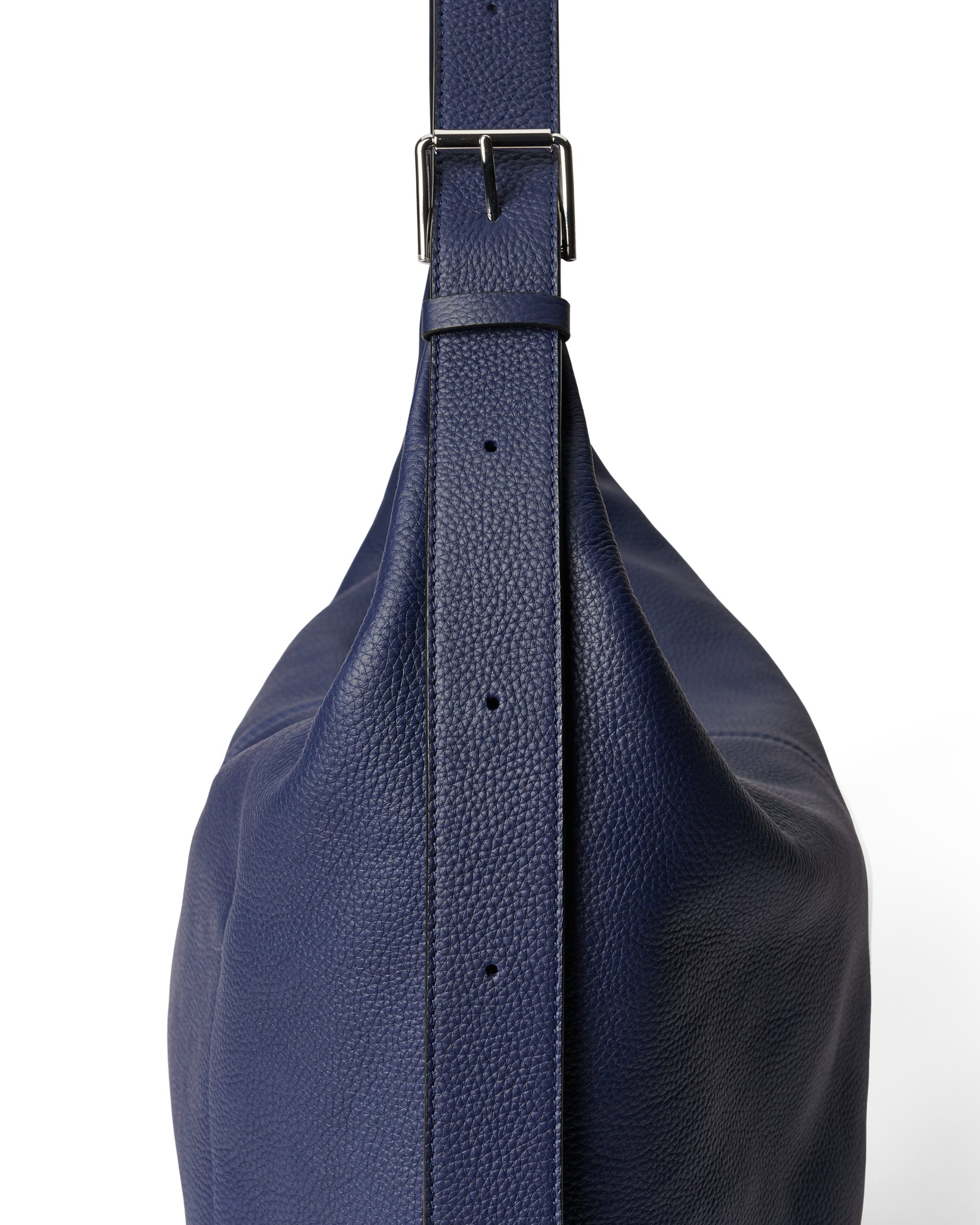 ECCO® Large Soft Pebbled Hobo Leather Shoulder Bag - Blue - Detail-2