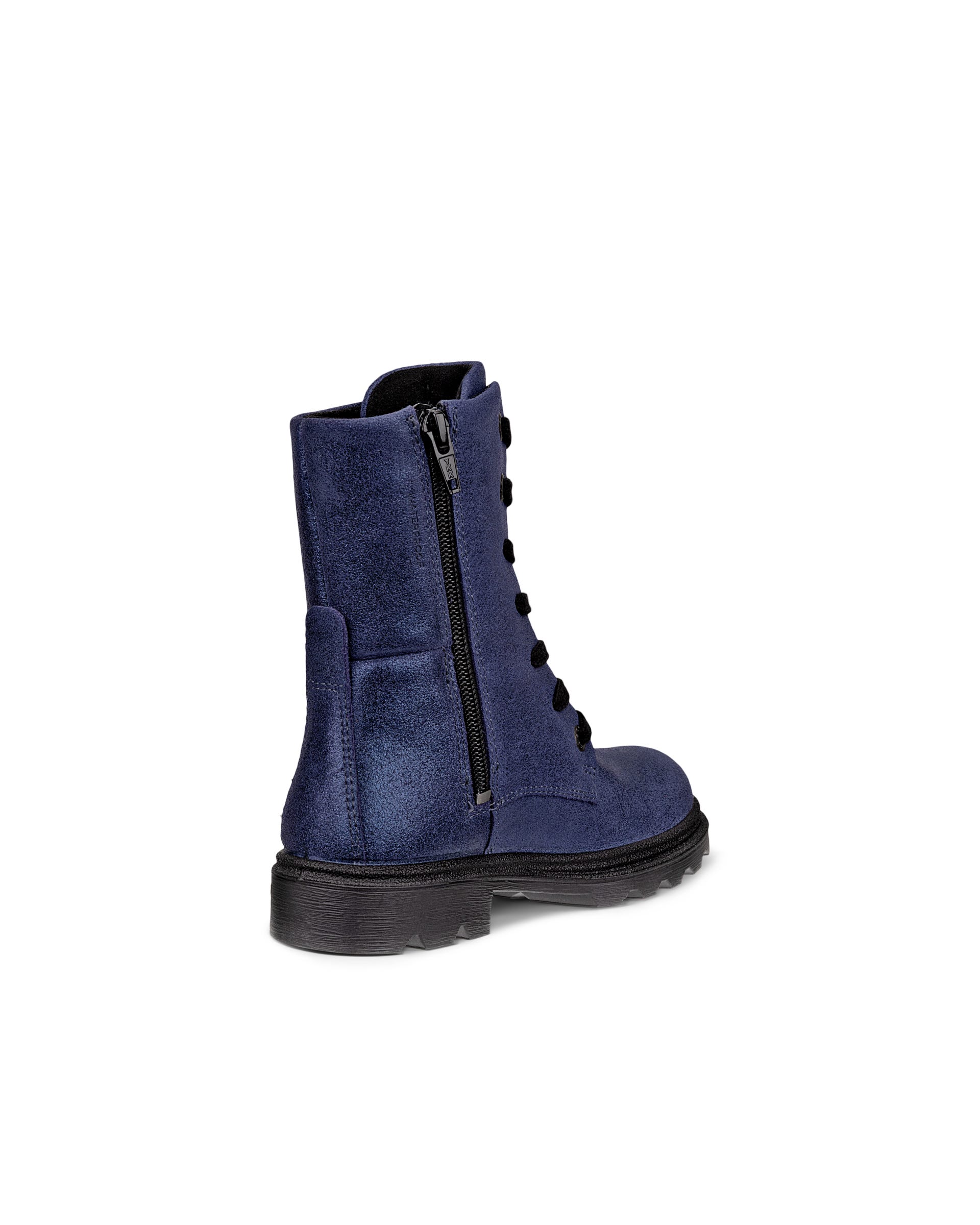 Kids' ECCO® GRAINER Suede Waterproof Lace-Up Boot - Purple - Back