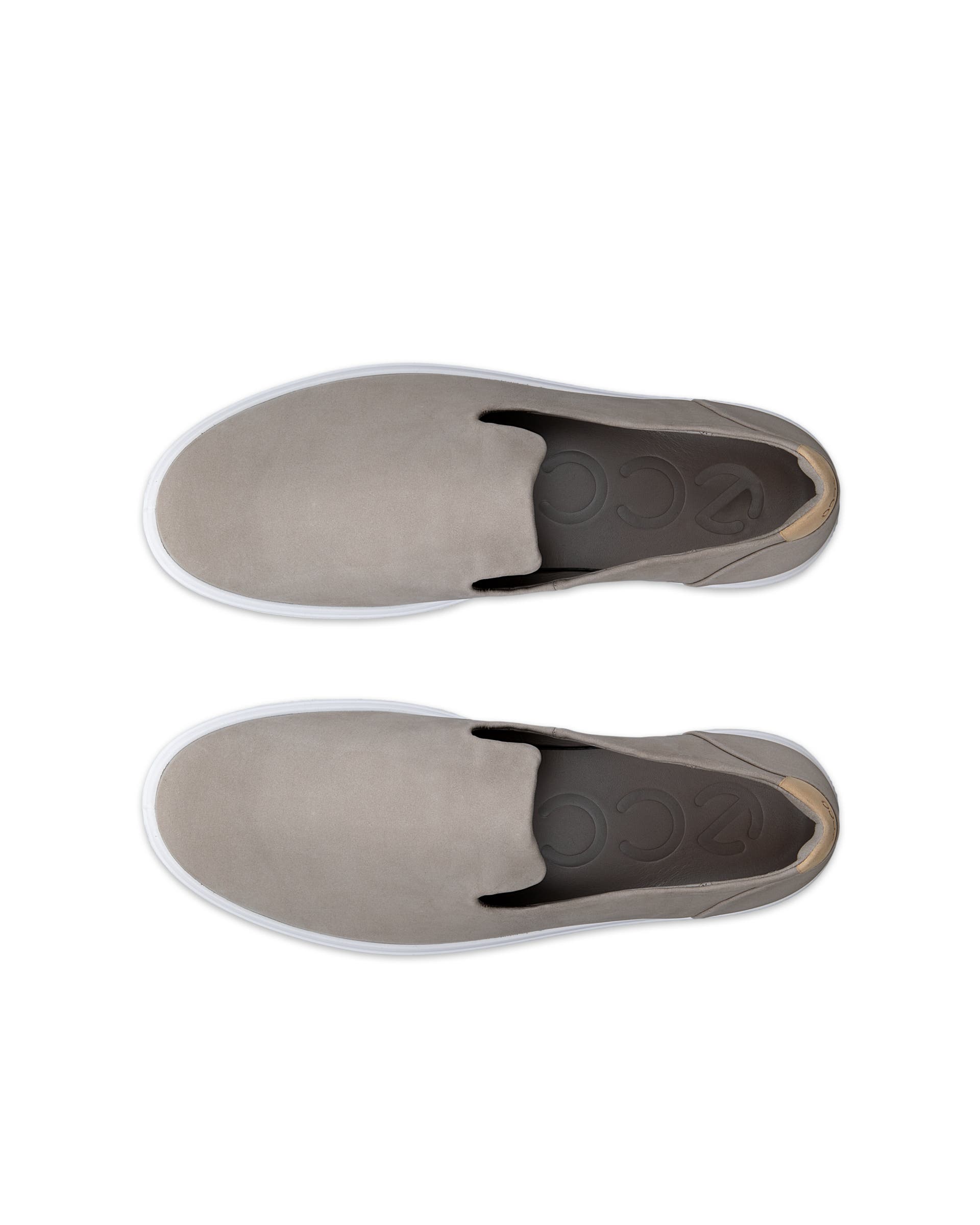 Women's ECCO® Soft 60 Nubuck Slip-On - Gray - Top left pair