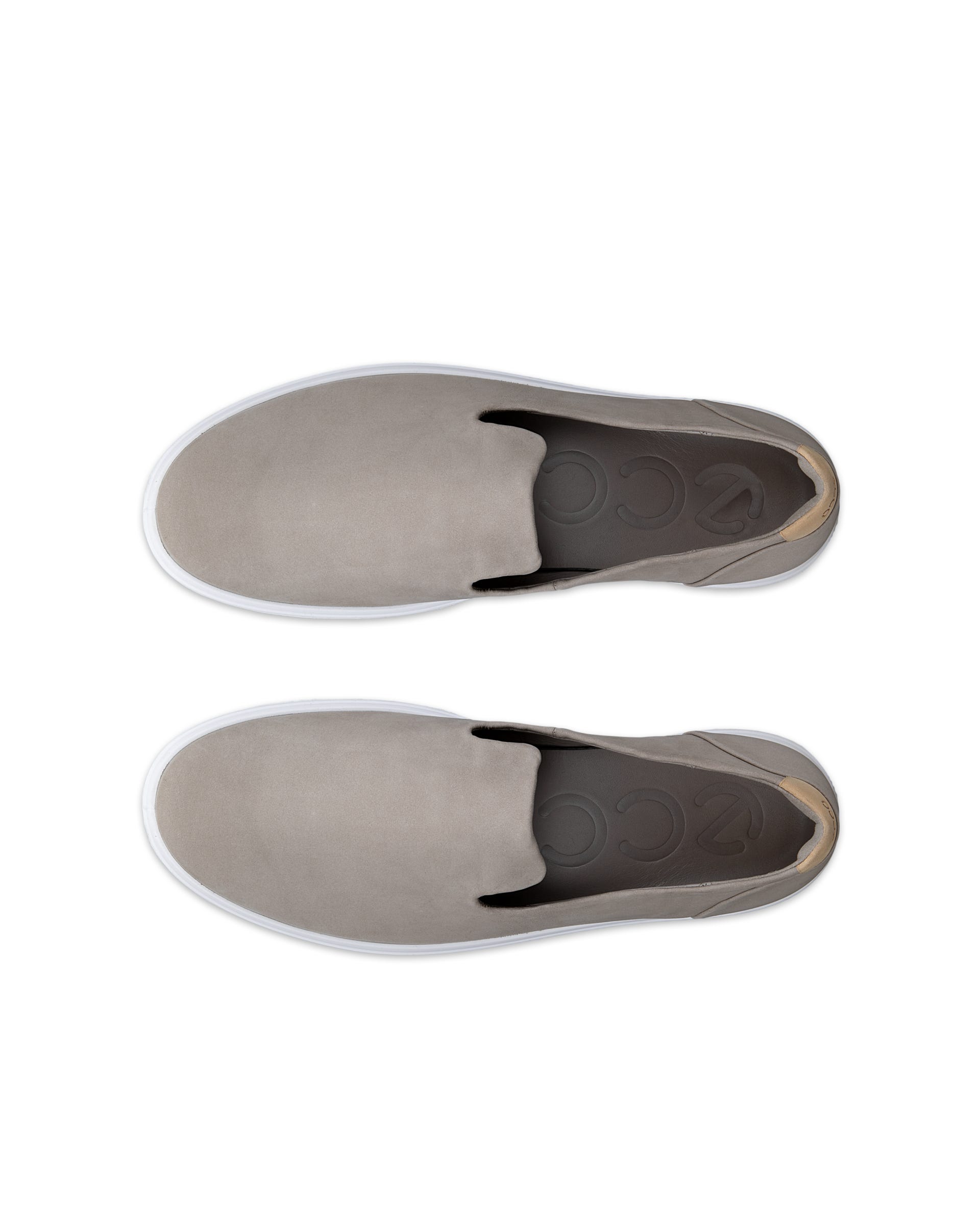 Women's ECCO® Soft 60 Nubuck Slip-On - Gray - Top left pair