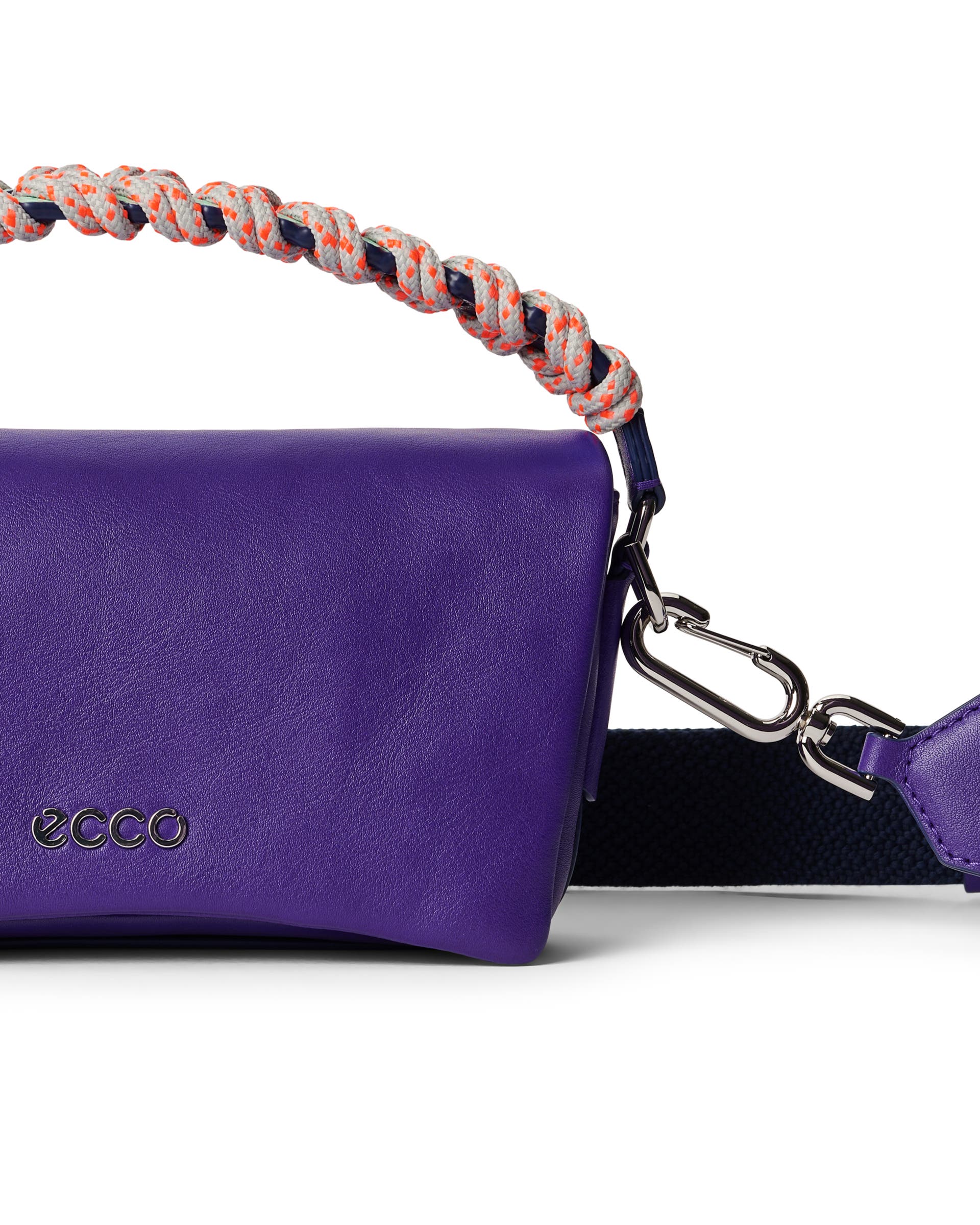 ECCO® Pinch Medium Soft Smooth Leather Shoulder Bag - Purple - Detail-1