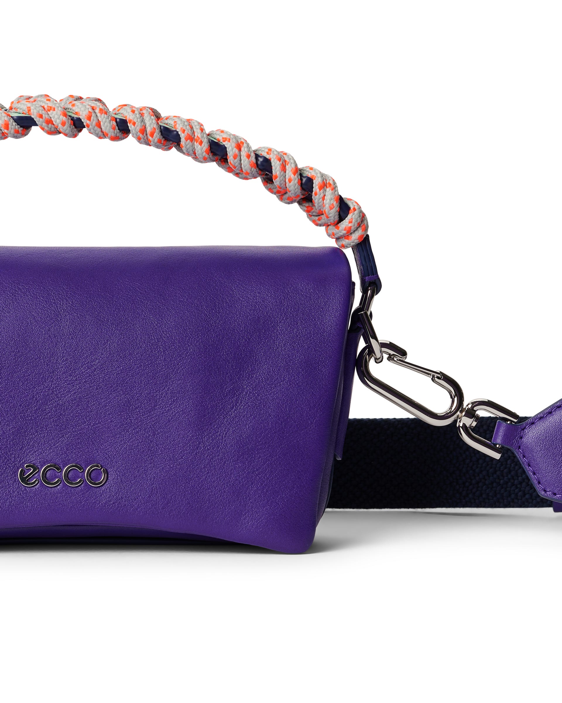 ECCO® Pinch Medium Soft Smooth Leather Shoulder Bag - Purple - Detail-1