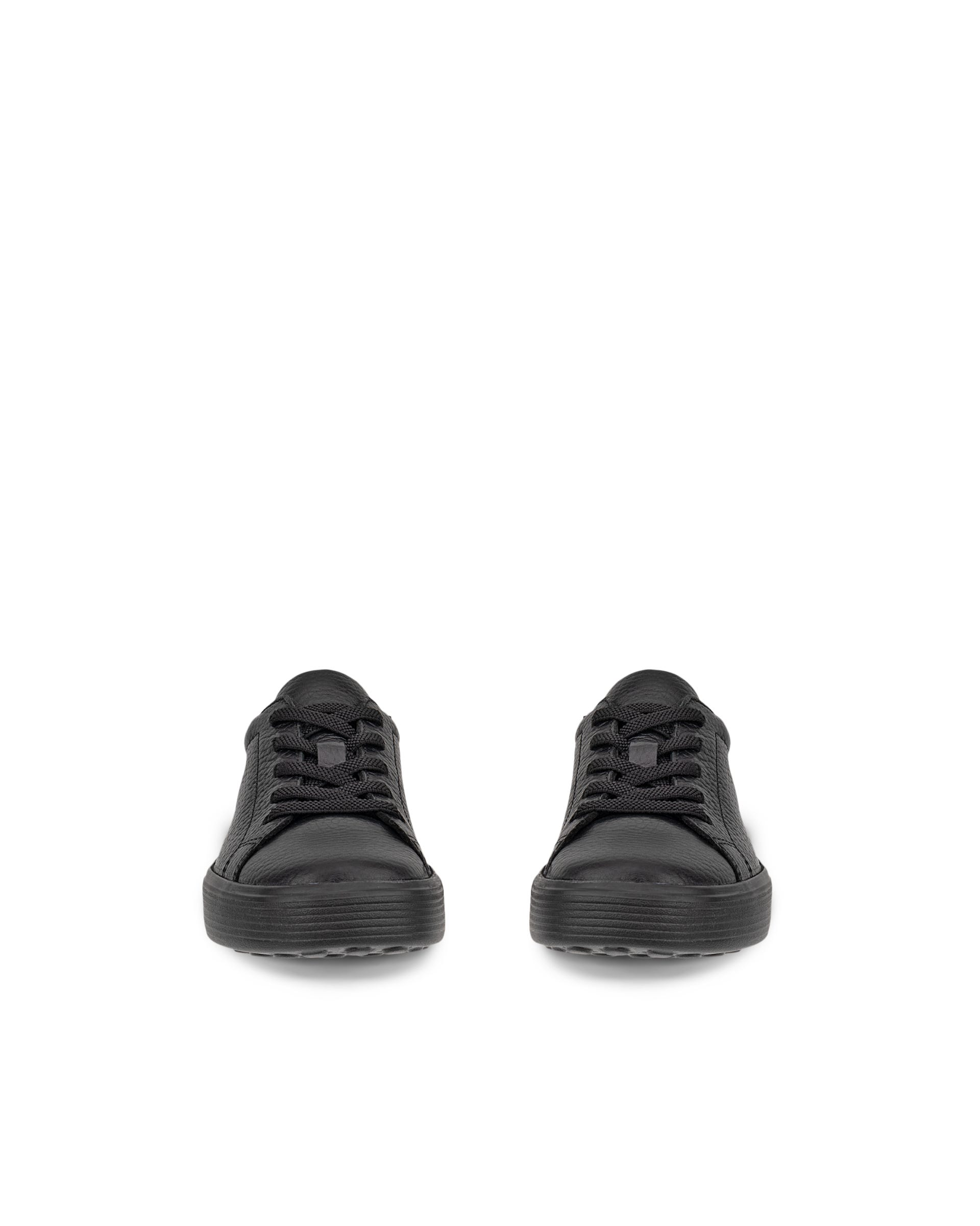 Kids' ECCO® Soft 60 Leather Trainer - Black - Front pair
