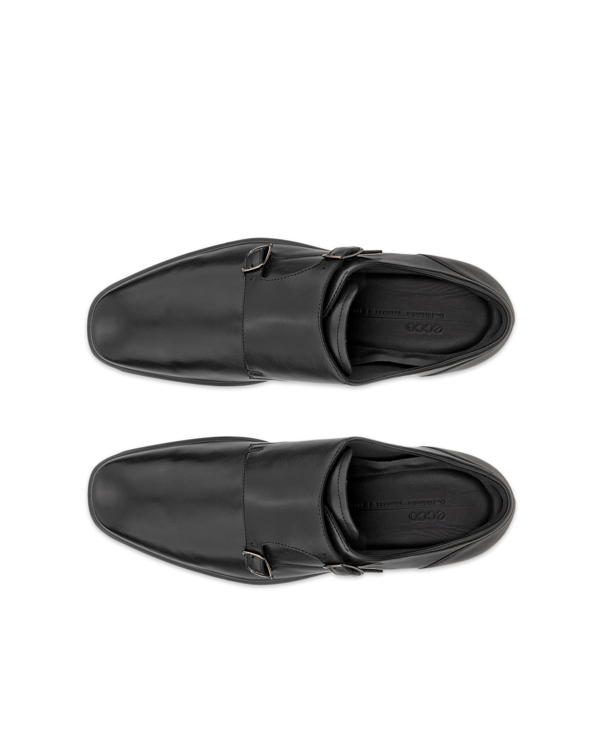 Men's ECCO® Metropole Milan Leather Double Monk Dress Shoe - Black - Top left pair