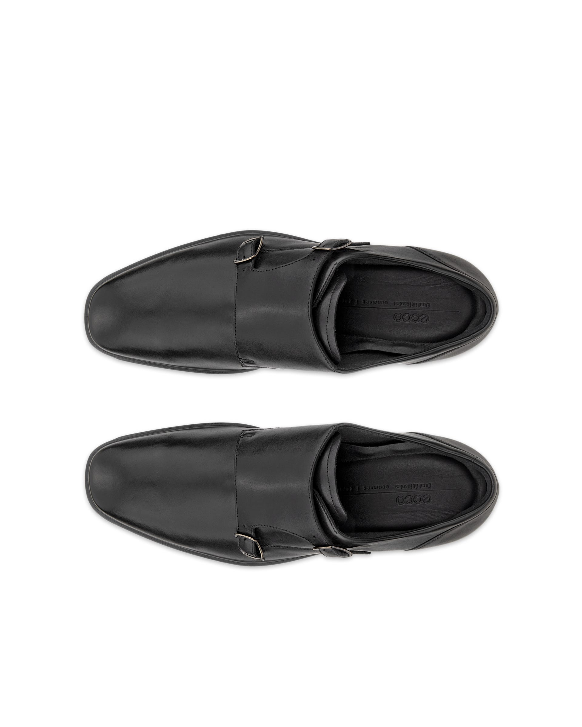 Men's ECCO® Metropole Milan Leather Double Monk Dress Shoe - Black - Top left pair