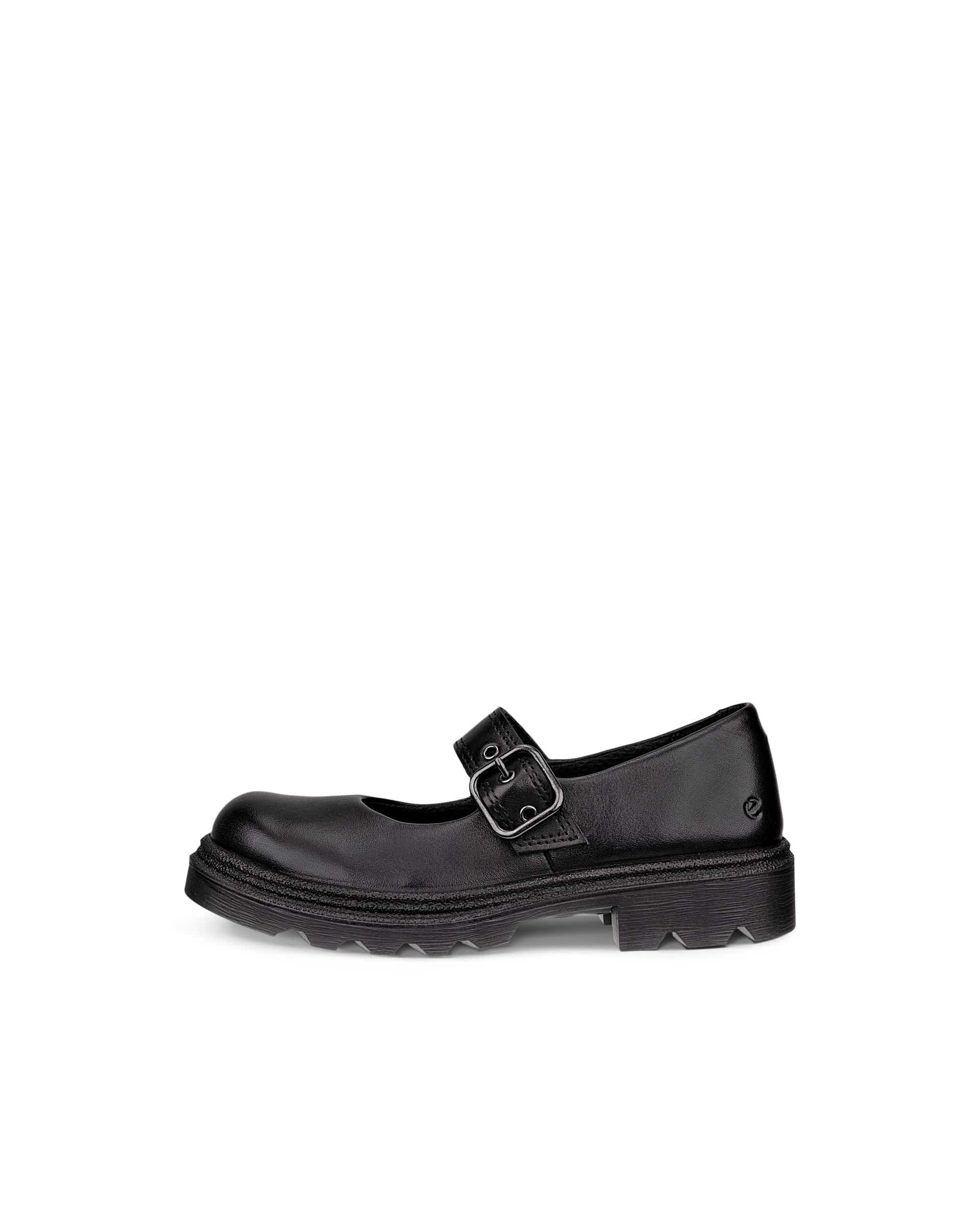 Kids' ECCO® GRAINER K Leather Mary Jane's - Black - Outside