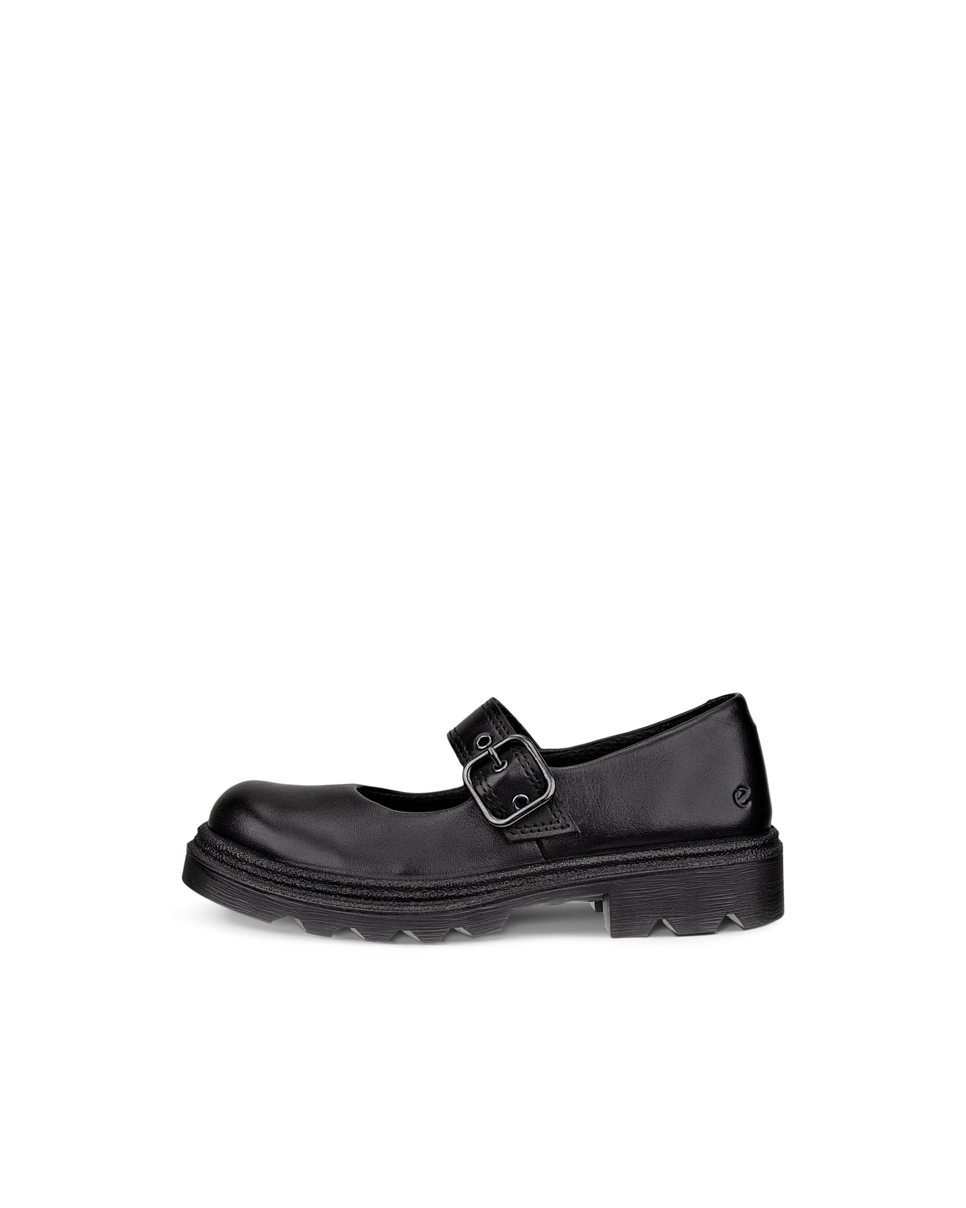 Kids' ECCO® GRAINER K Leather Mary Jane's - Black - Outside