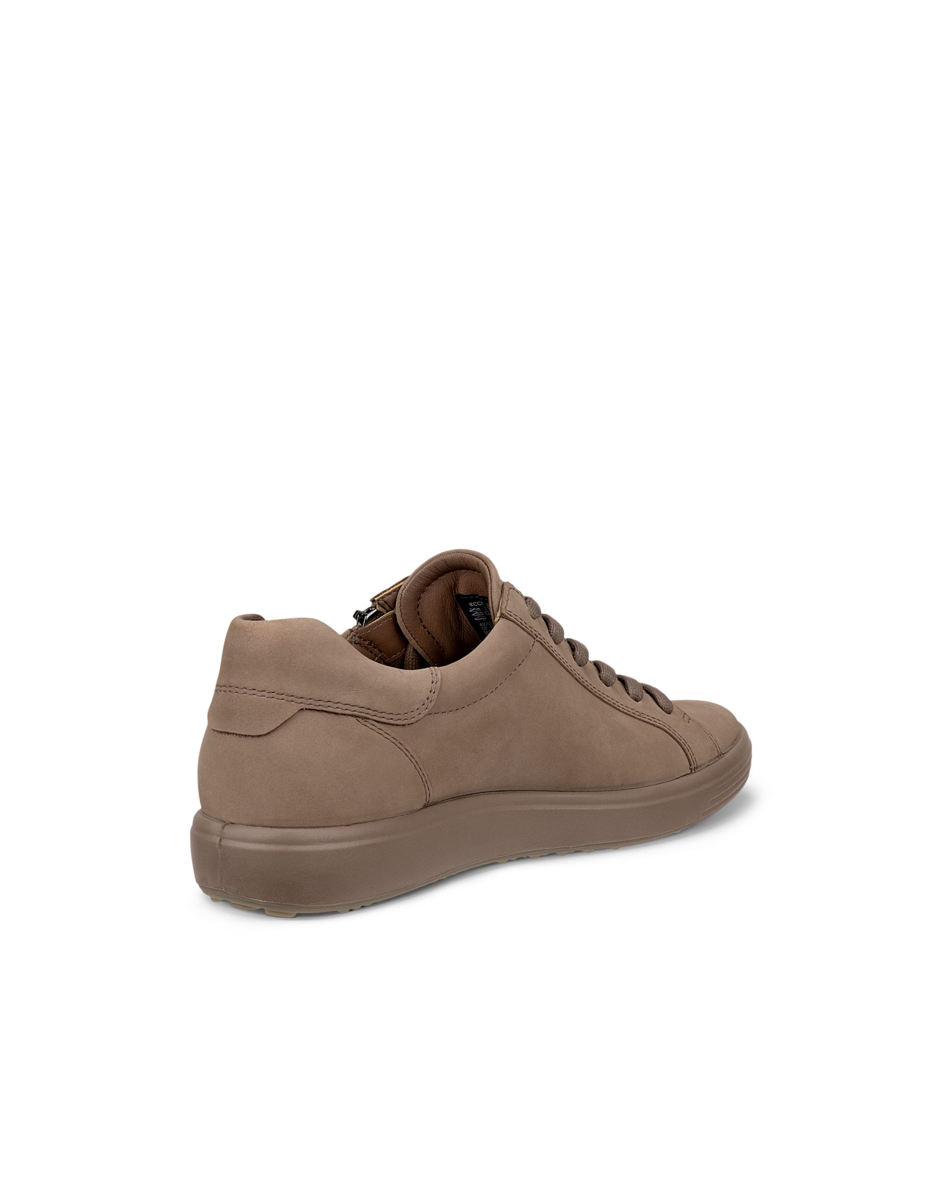 Women's ECCO® Soft 7 Nubuck Side-Zip Sneaker - Brown - Back