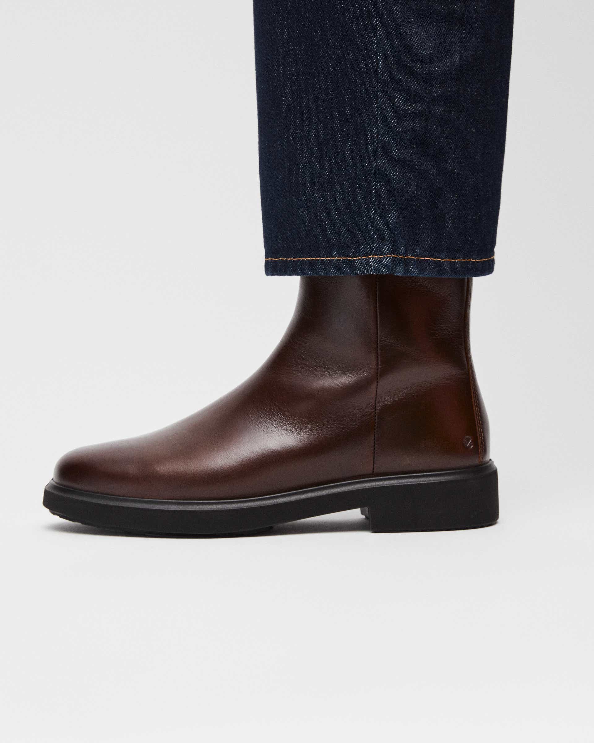 Women's ECCO® Metropole Amsterdam Leather Ankle Boot - Brown - Lifestyle image-1