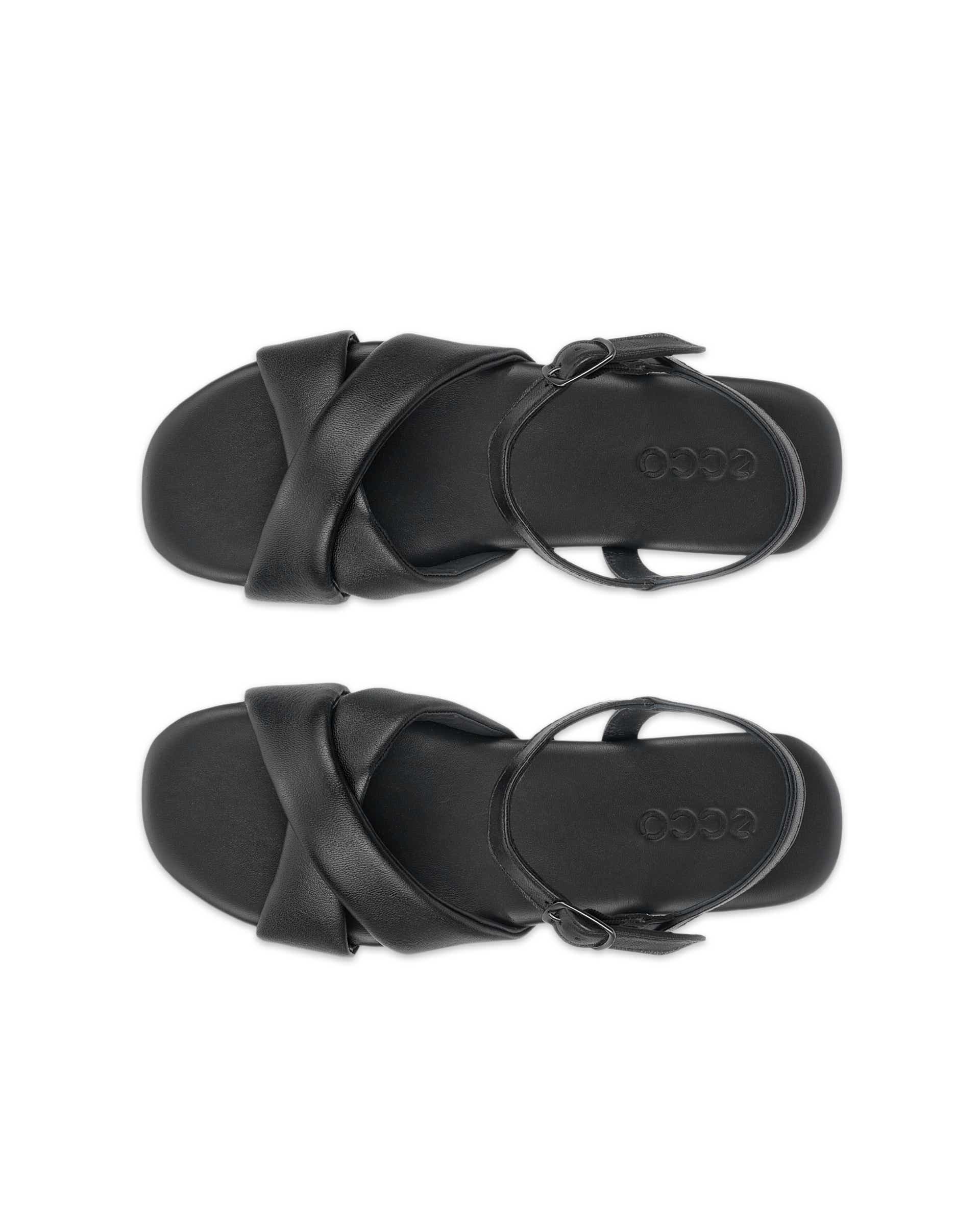 ECCO® MARYLOU női lapos talpú bőrszandál - Fekete - Top left pair