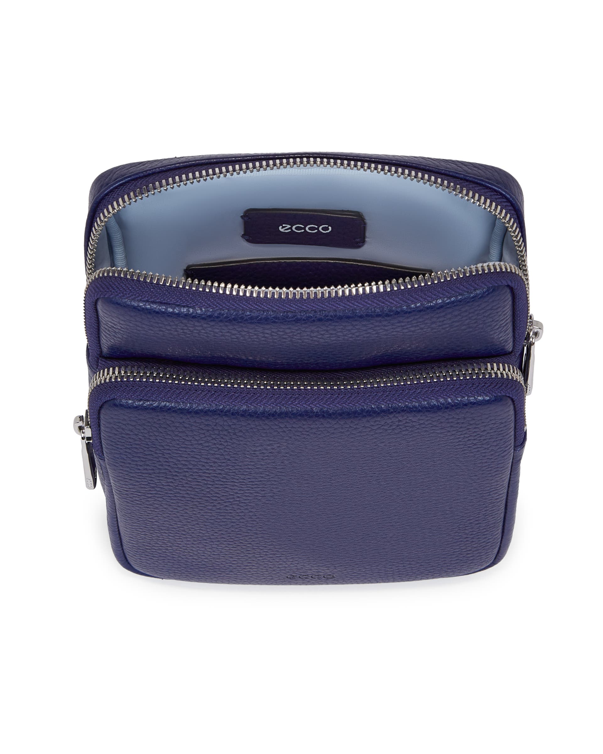 ECCO Flat Pouch Pebbled レザークロスボディバッグ - ブルー - Inside