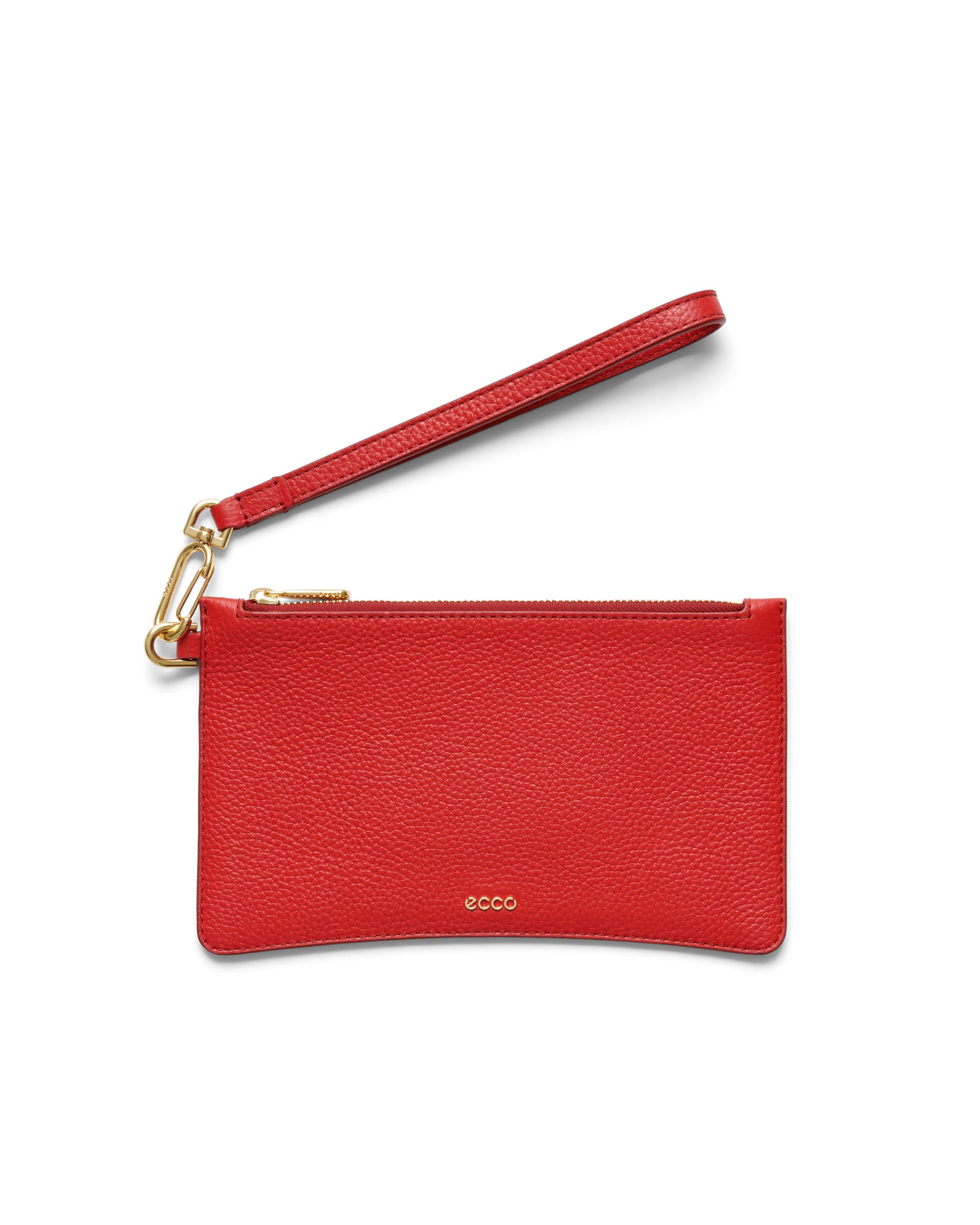 ECCO® Wristlet Pebbled Leather Pouch Bag - Red - Main