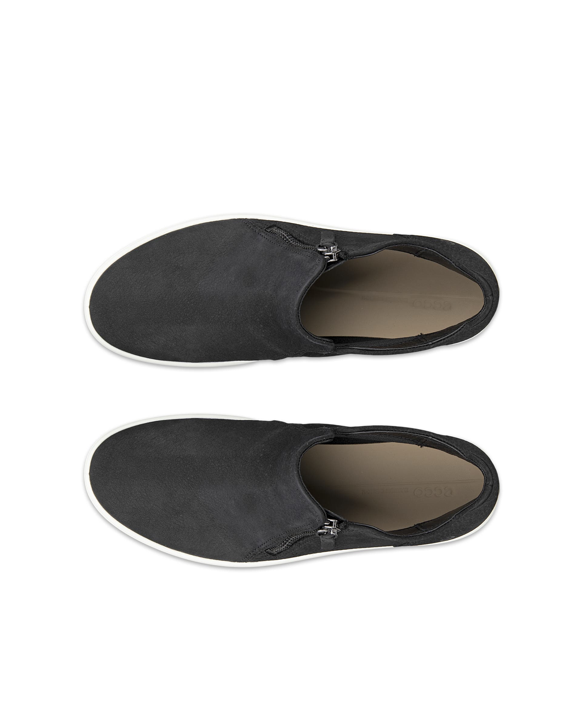 Women's ECCO® Soft 7 Nubuck Zip Bootie - Black - Top left pair