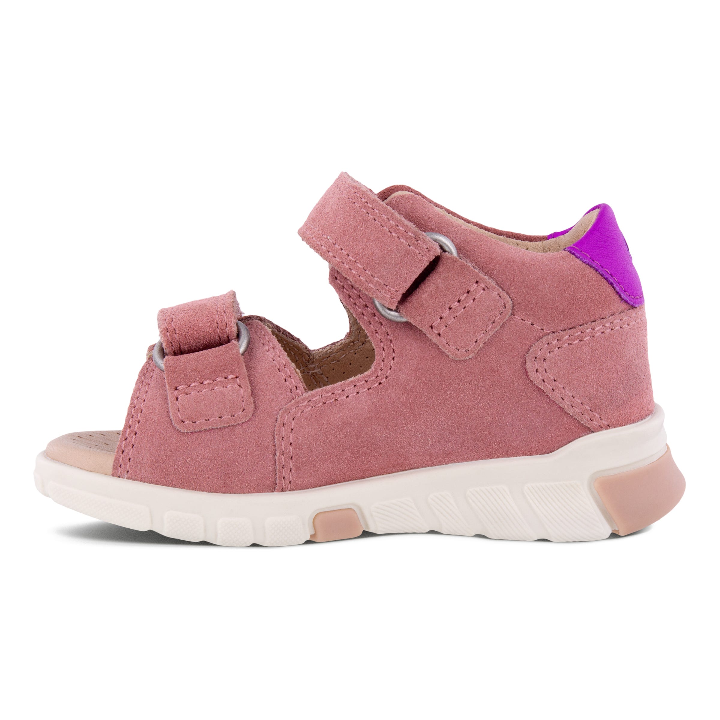 Kids' ECCO® Mini Stride Suede Fisherman Sandal - Pink - Inside