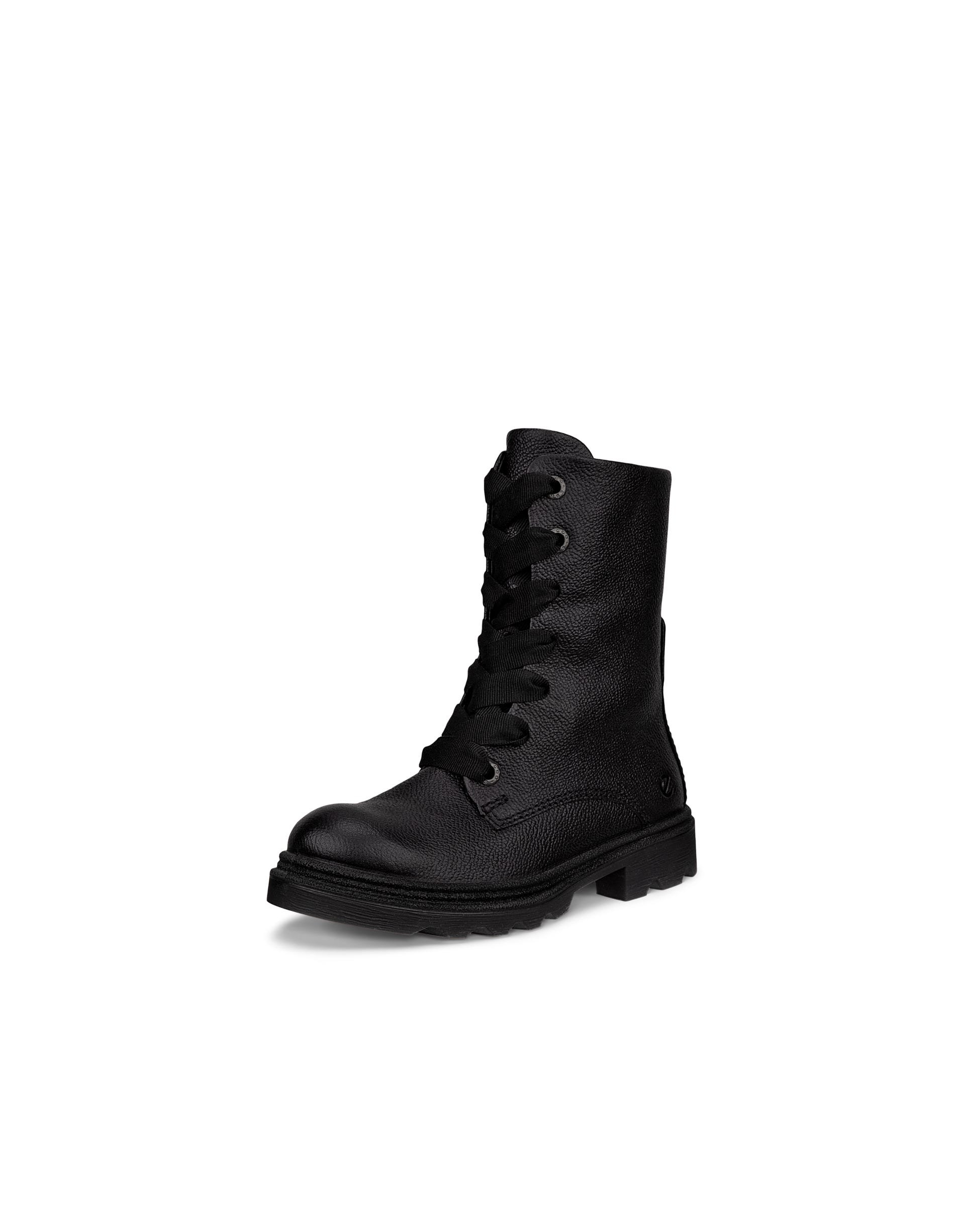 Kids' ECCO® GRAINER Leather Waterproof Lace-Up Boot - Black - Main