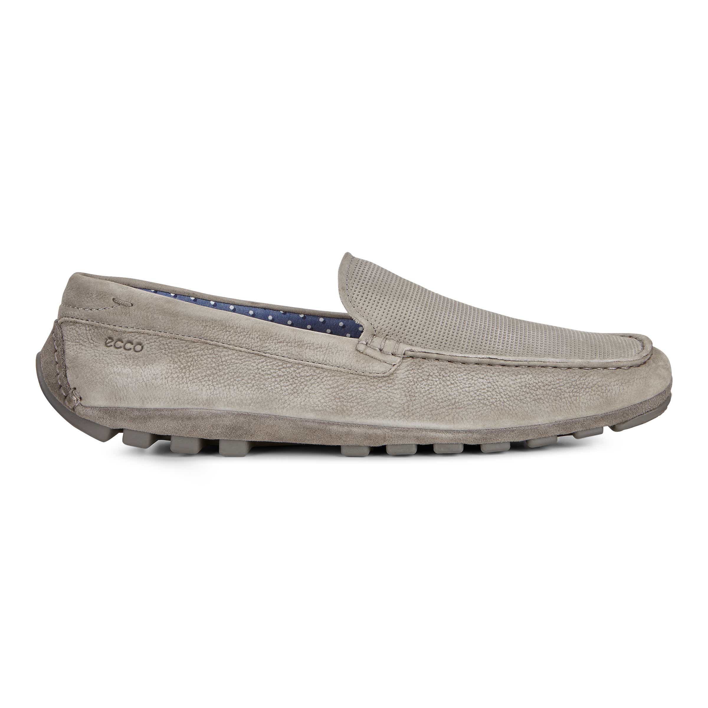 Men's ECCO® Summer Moc Nubuck Moccasin - Grey - Outside