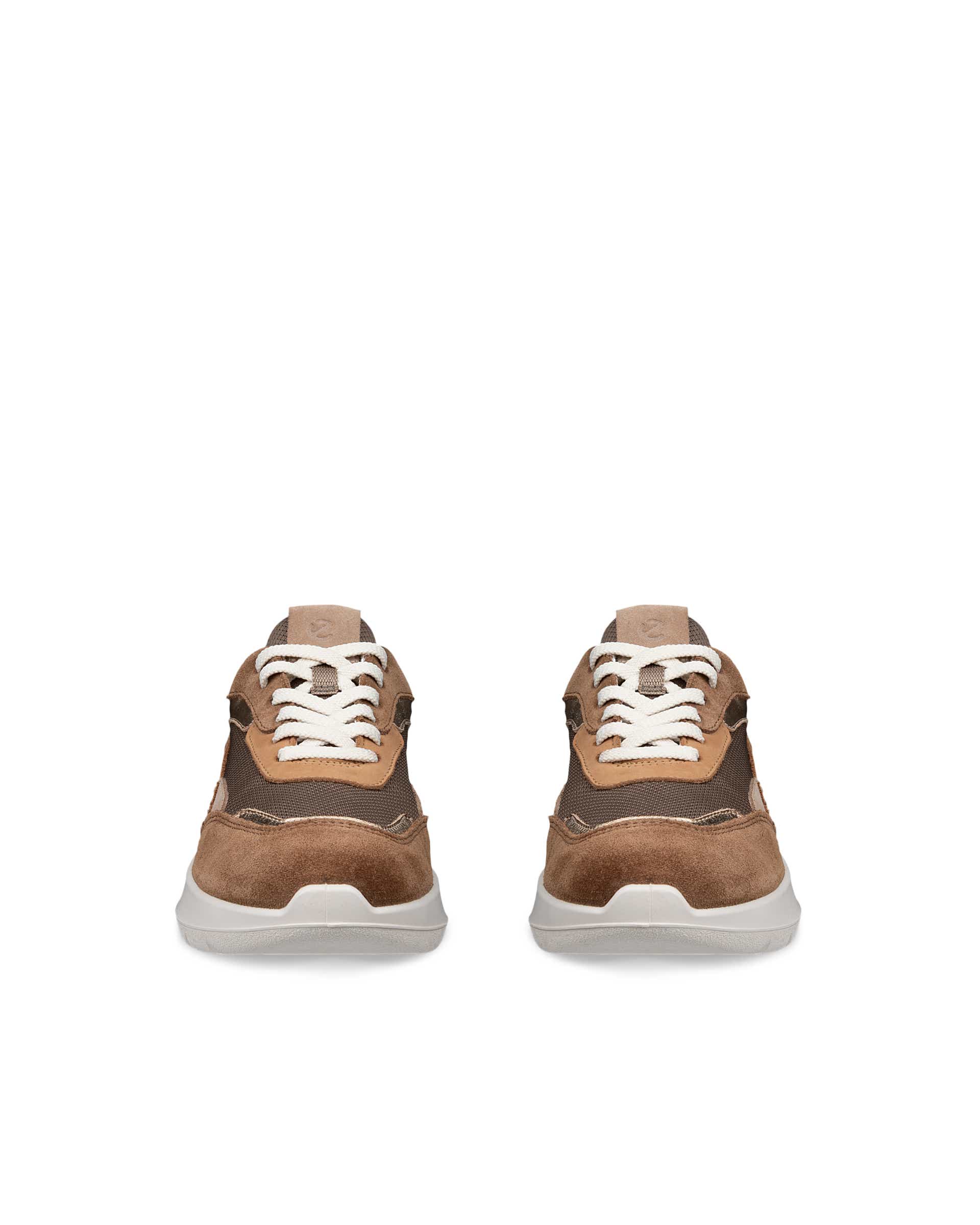Women's ECCO® VALERIE Nubuck Trainer - Brown - Front pair