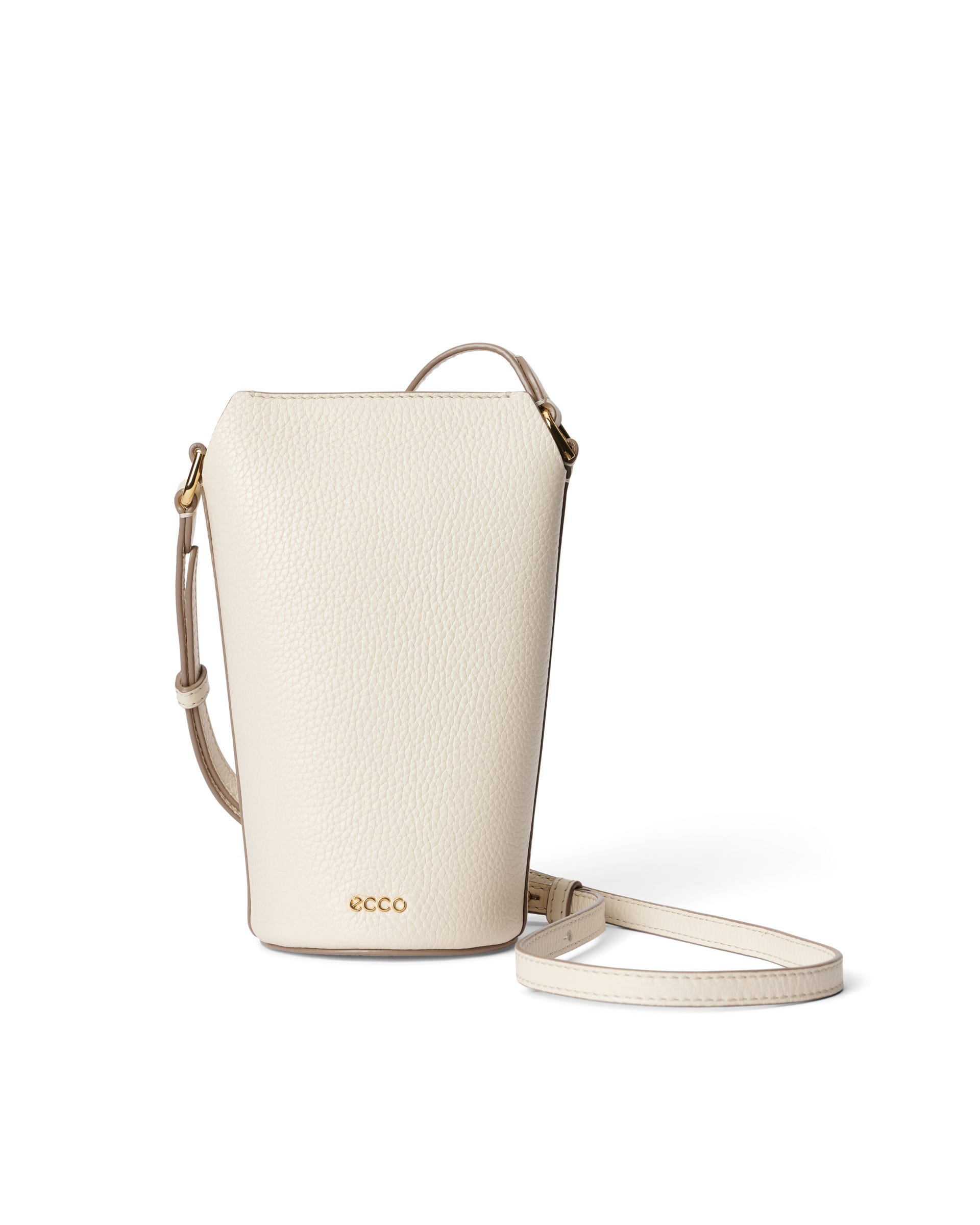 ECCO® Pebble Pot Leather Crossbody Bag - Beige - Main