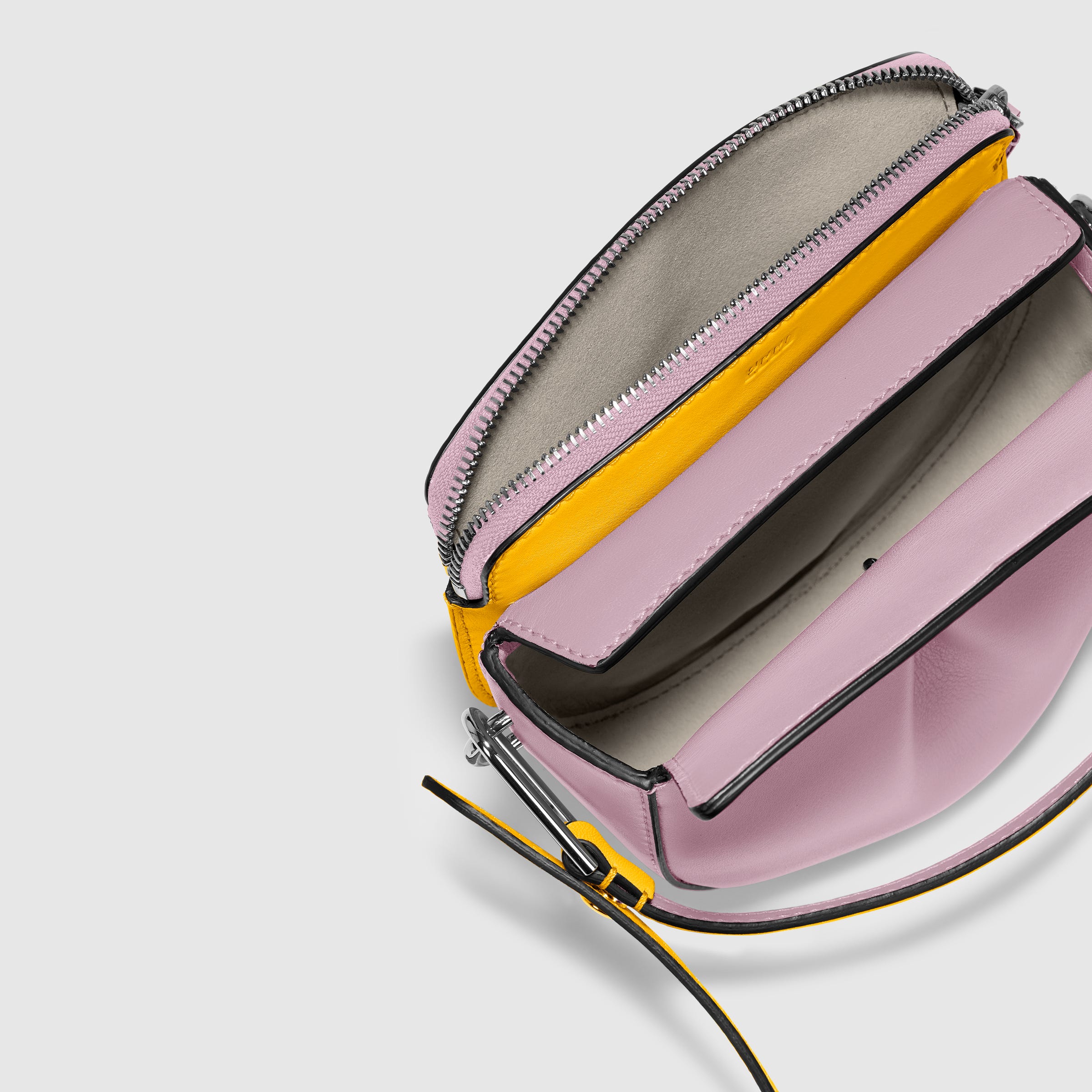 ECCO® E-Spot Leather Saddle Bag - Yellow - Inside