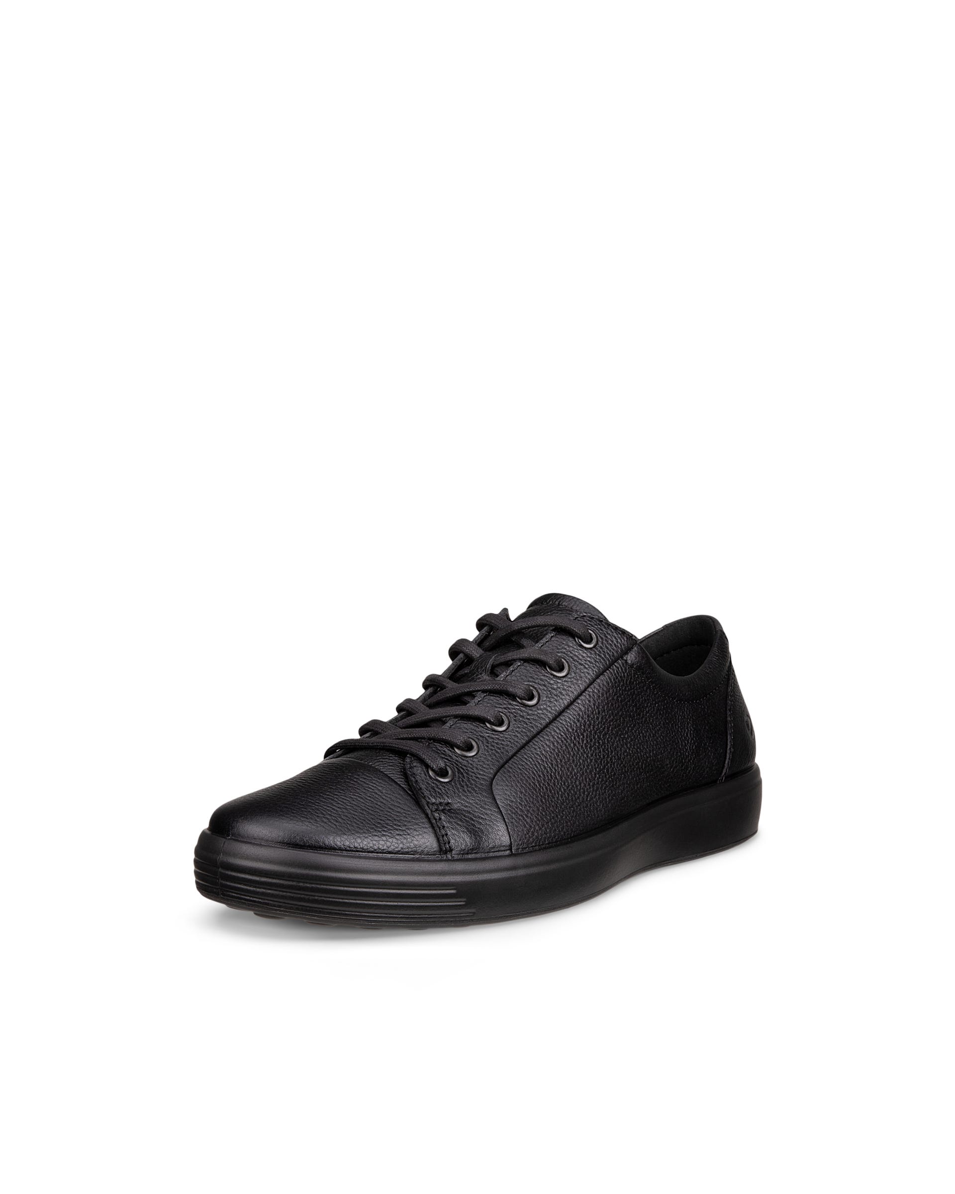 Men's ECCO® SOFT 7 Leather Sneaker - Black - Main