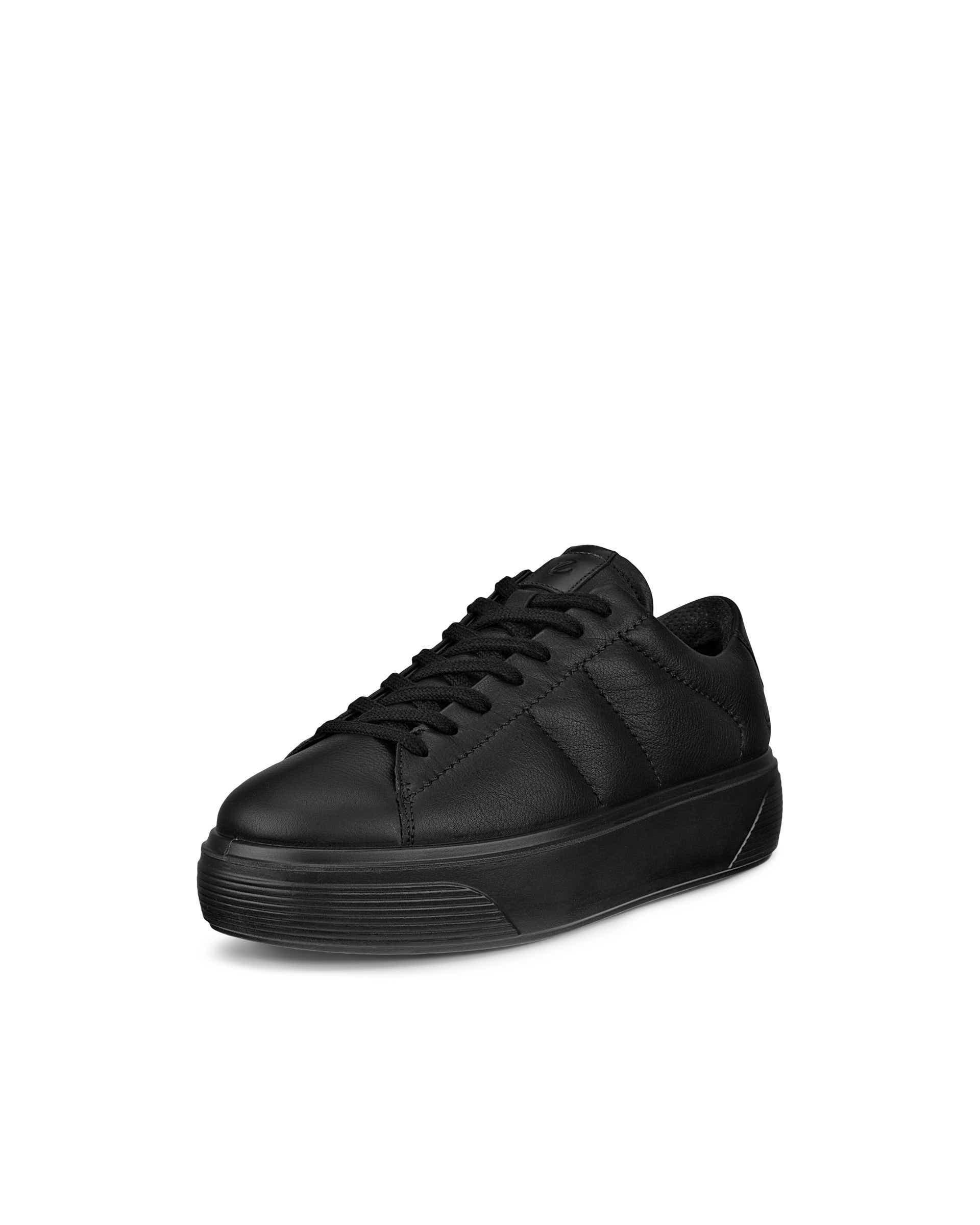 Women's ECCO® Street Platform Leather Platform Sneaker - Black - Main