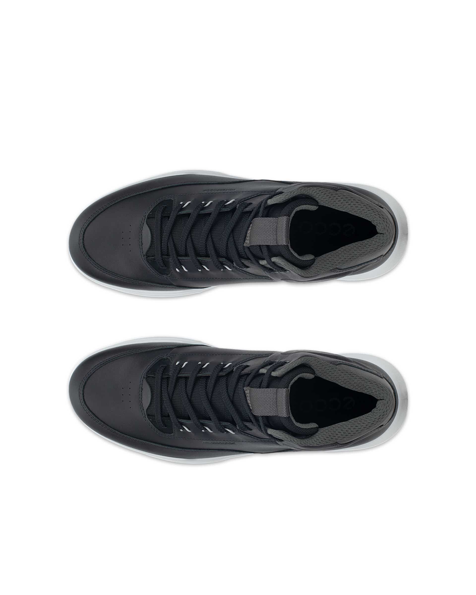 Men's ECCO® GOLF STREET VIBE Leather Waterproof Golf Shoe - Black - Top left pair