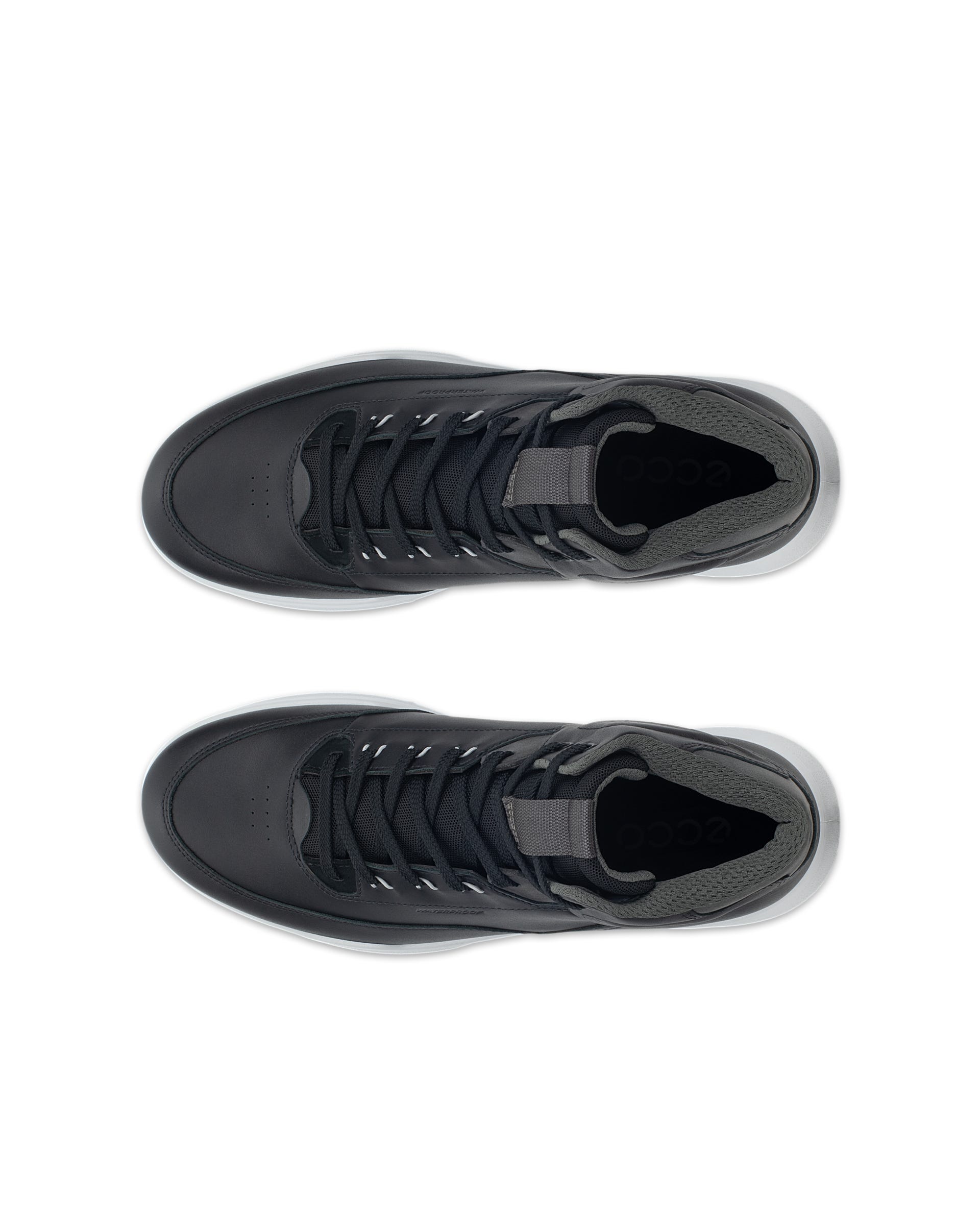 Men's ECCO® GOLF STREET VIBE Leather Waterproof Golf Shoe - Black - Top left pair