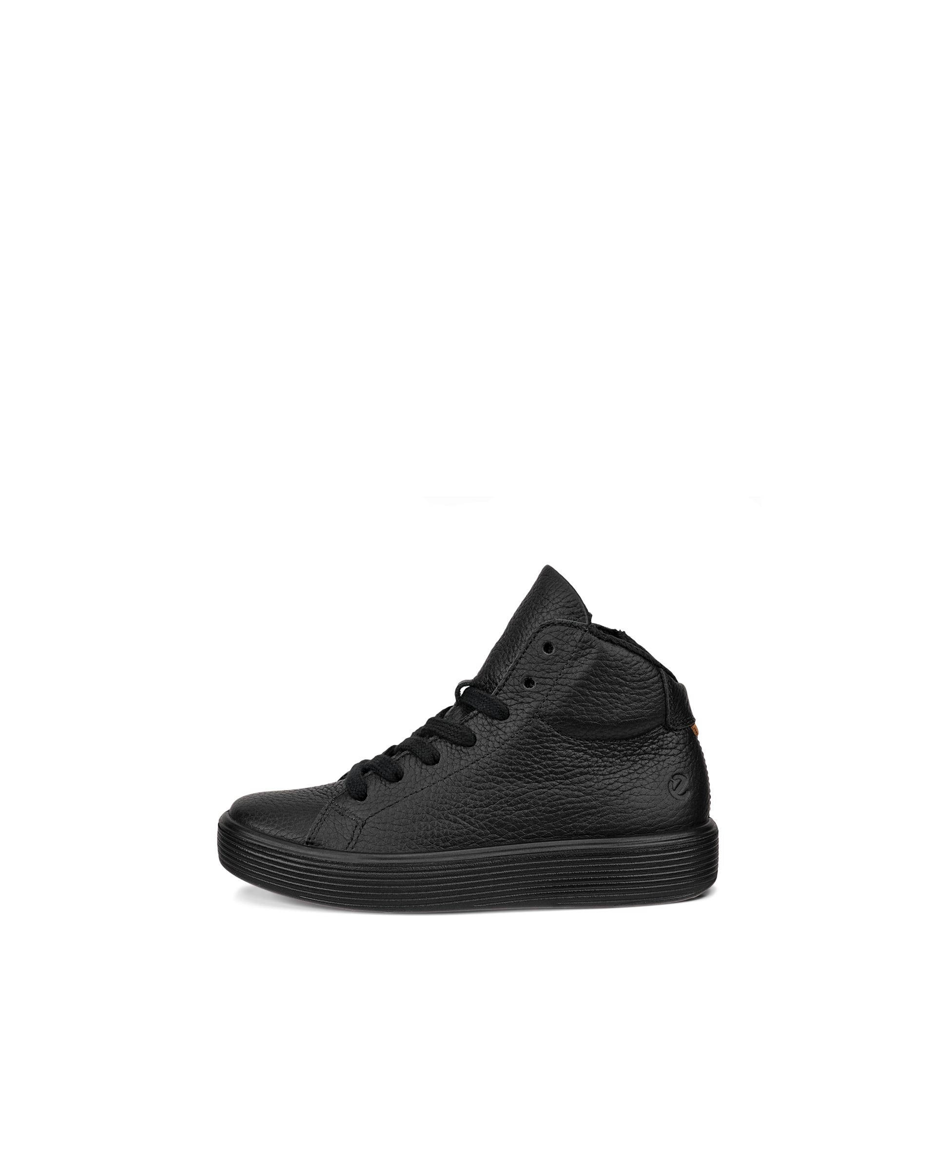 ECCO® Soft 60 Kinder High-Top Sneaker aus Leder  - Schwarz - Outside