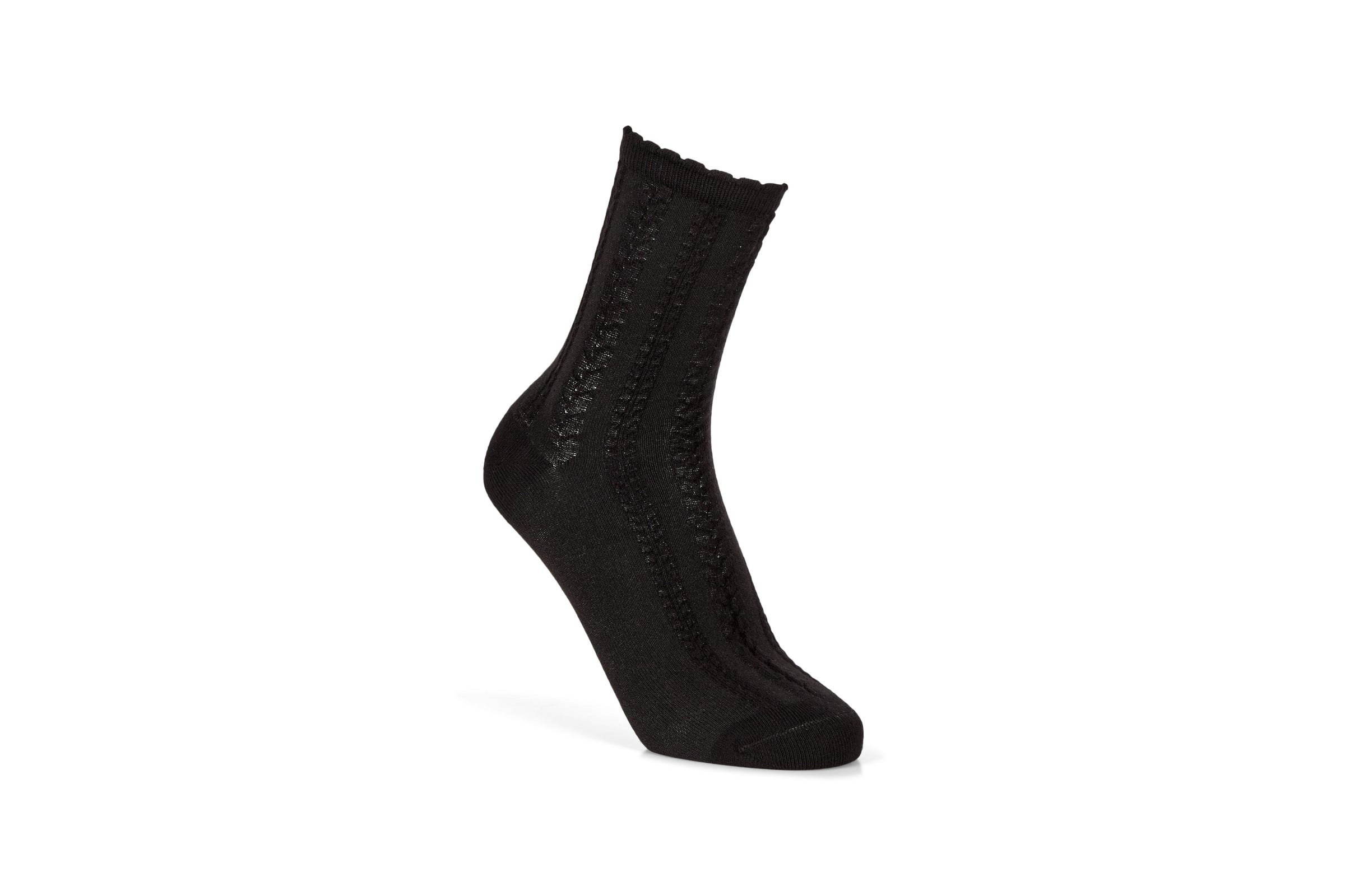 Women's ECCO® Cable Knit Socks - Black - Main