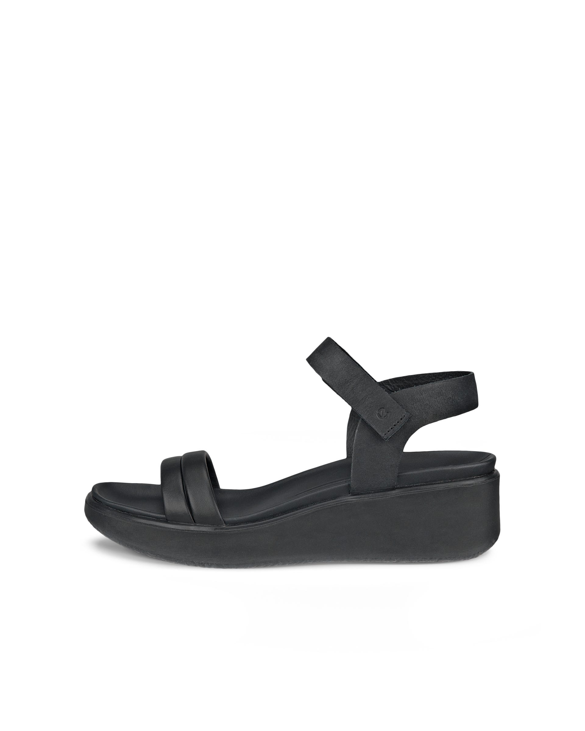 Women's ECCO® Flowt Wedge LX Leather Sandal - Black - Outside