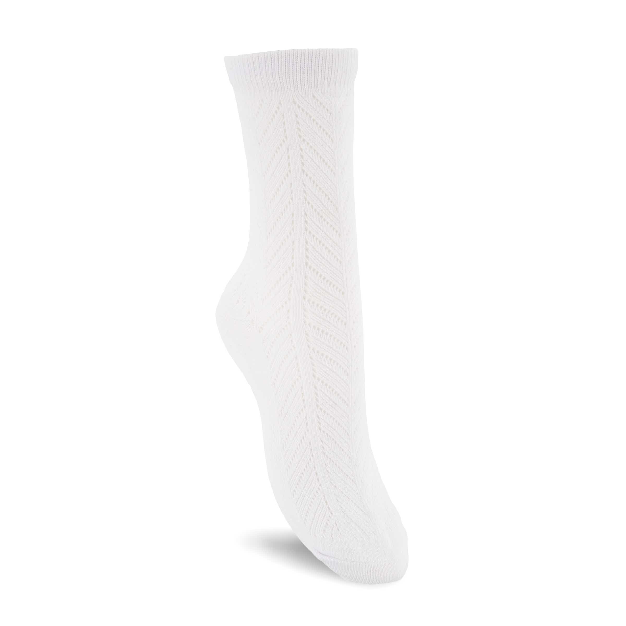 Women's ECCO® Herringbone Crew Socks - White - Main