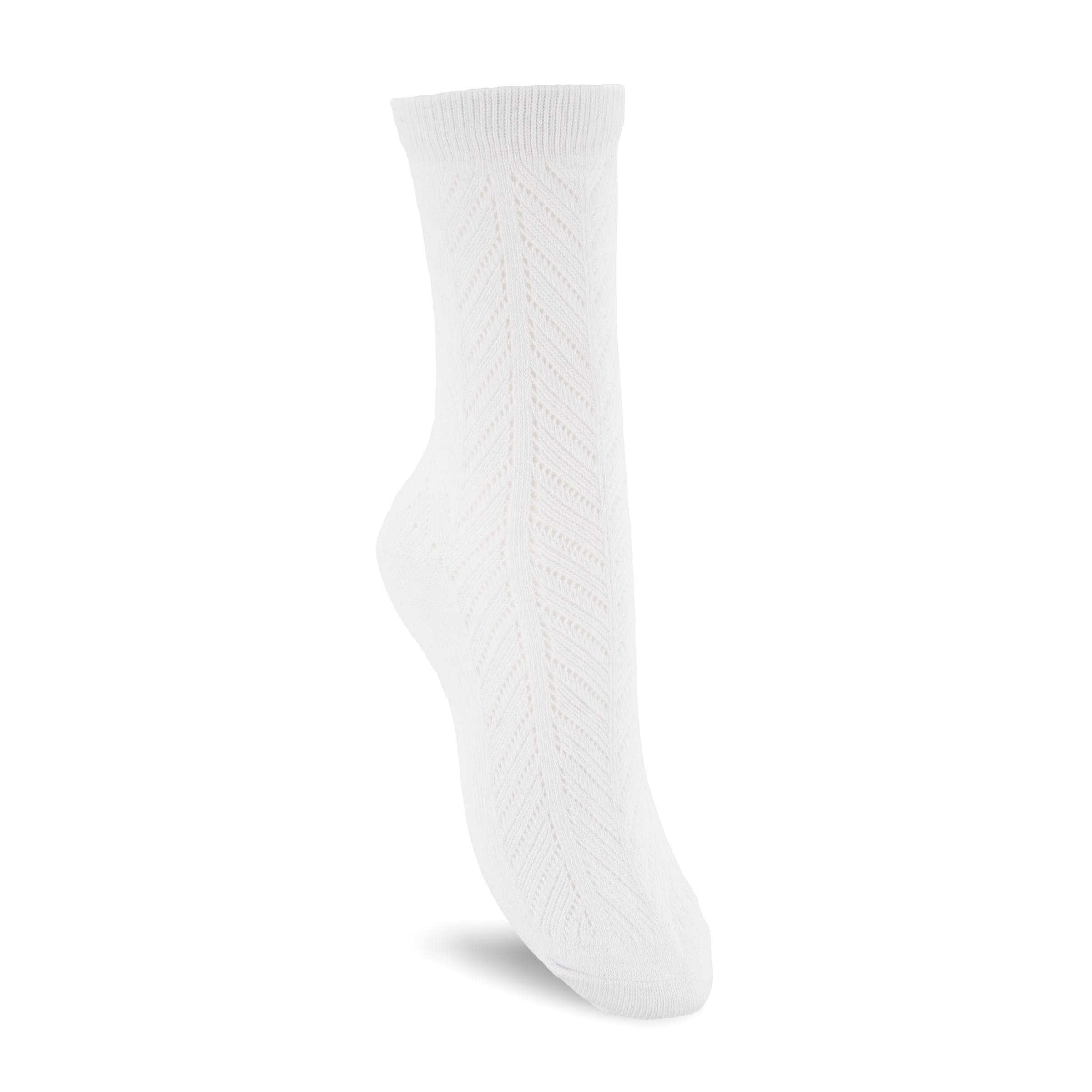 Women's ECCO® Herringbone Crew Socks - White - Main