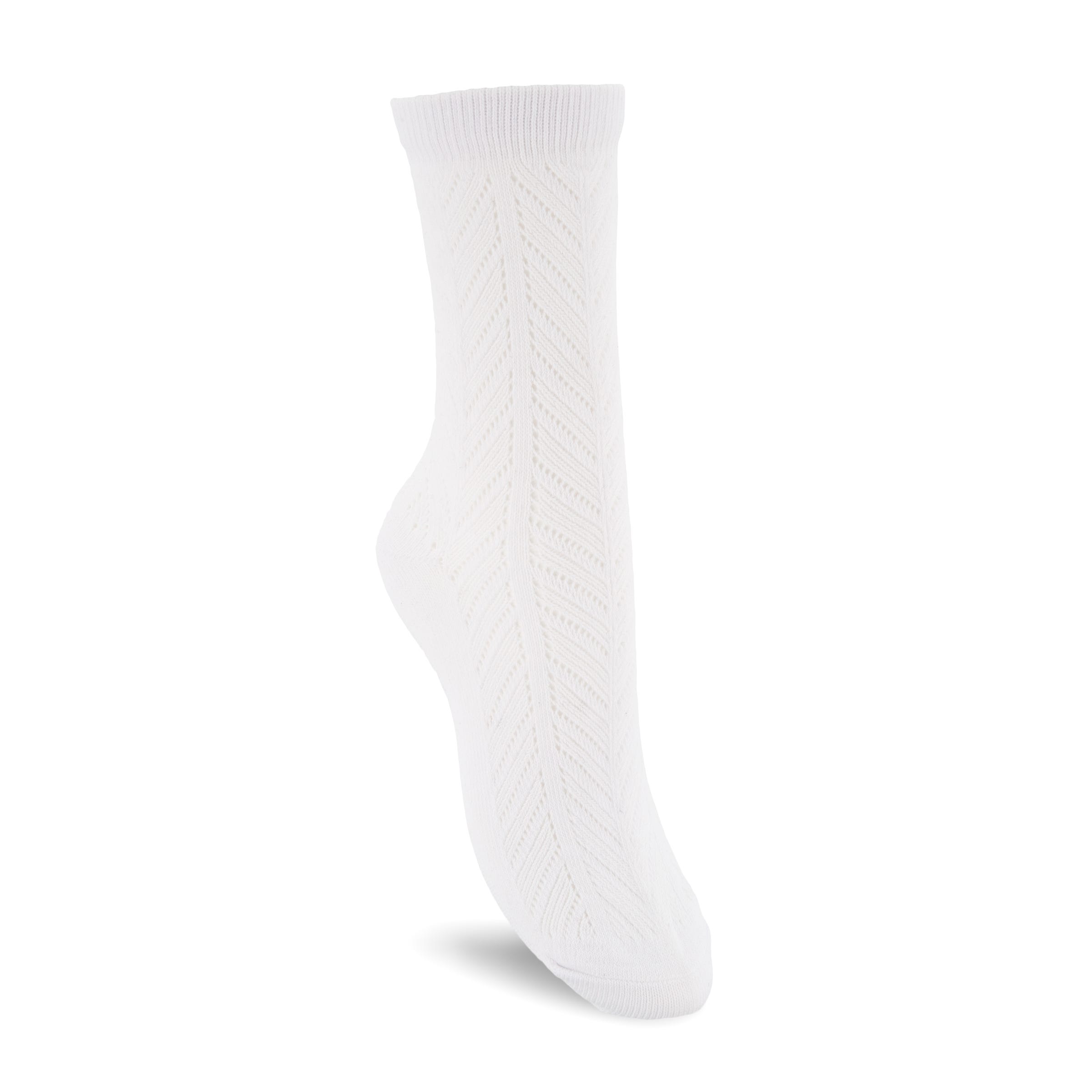 Women's ECCO® Herringbone Crew Socks - White - Main