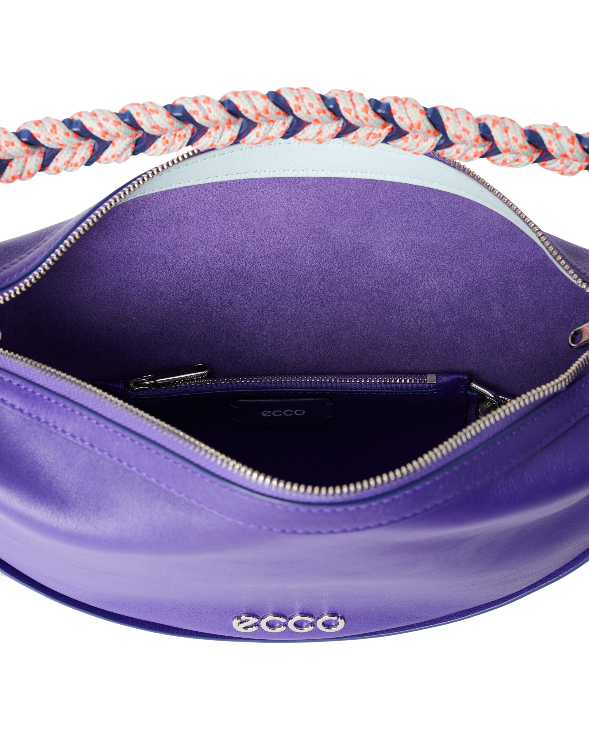 ECCOยฎ Fortune Soft Smooth Leather Medium Shoulder Bag - Purple - Inside