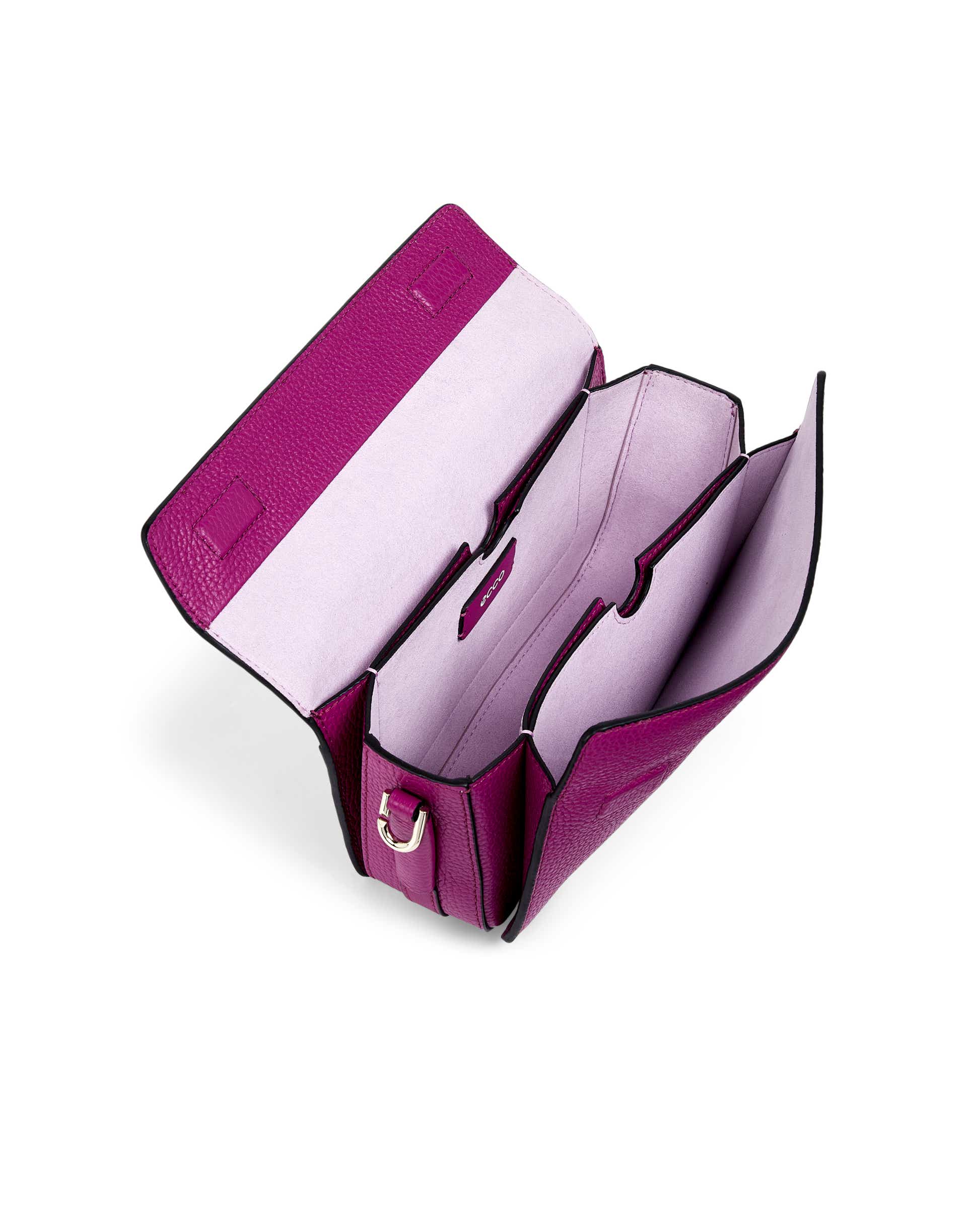 ECCO® Textureblock Leather Pinch Crossbody Bag - Purple - Inside