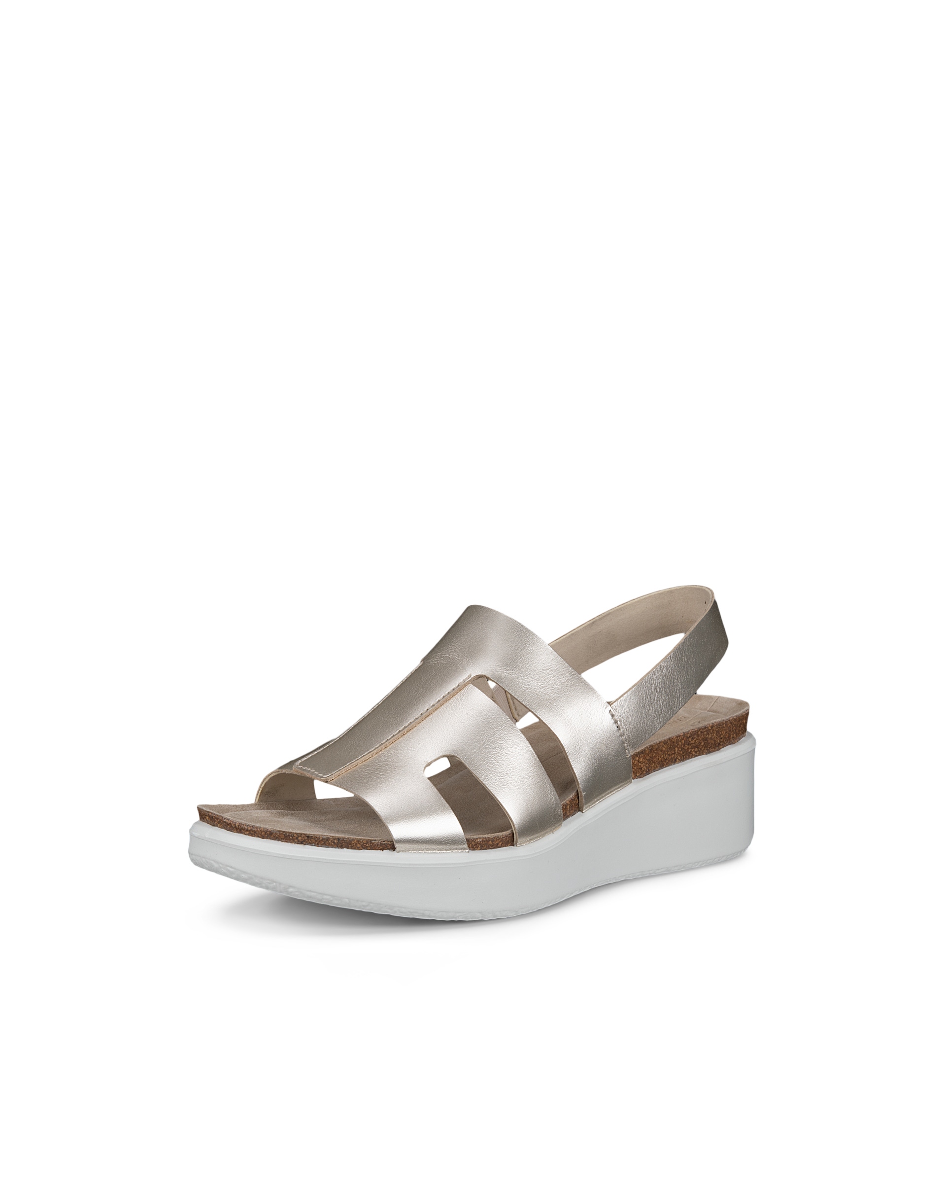 Dámské kožené sandály na korkovém klínku ECCO® Flowt Wedge Cork - Metalická - Main