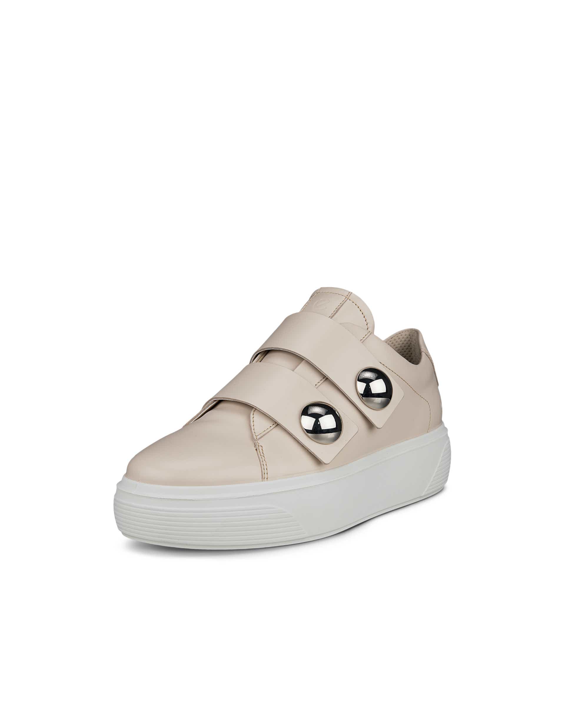 ECCO® Street Platform baskets en cuir pour femme - Beige - Main