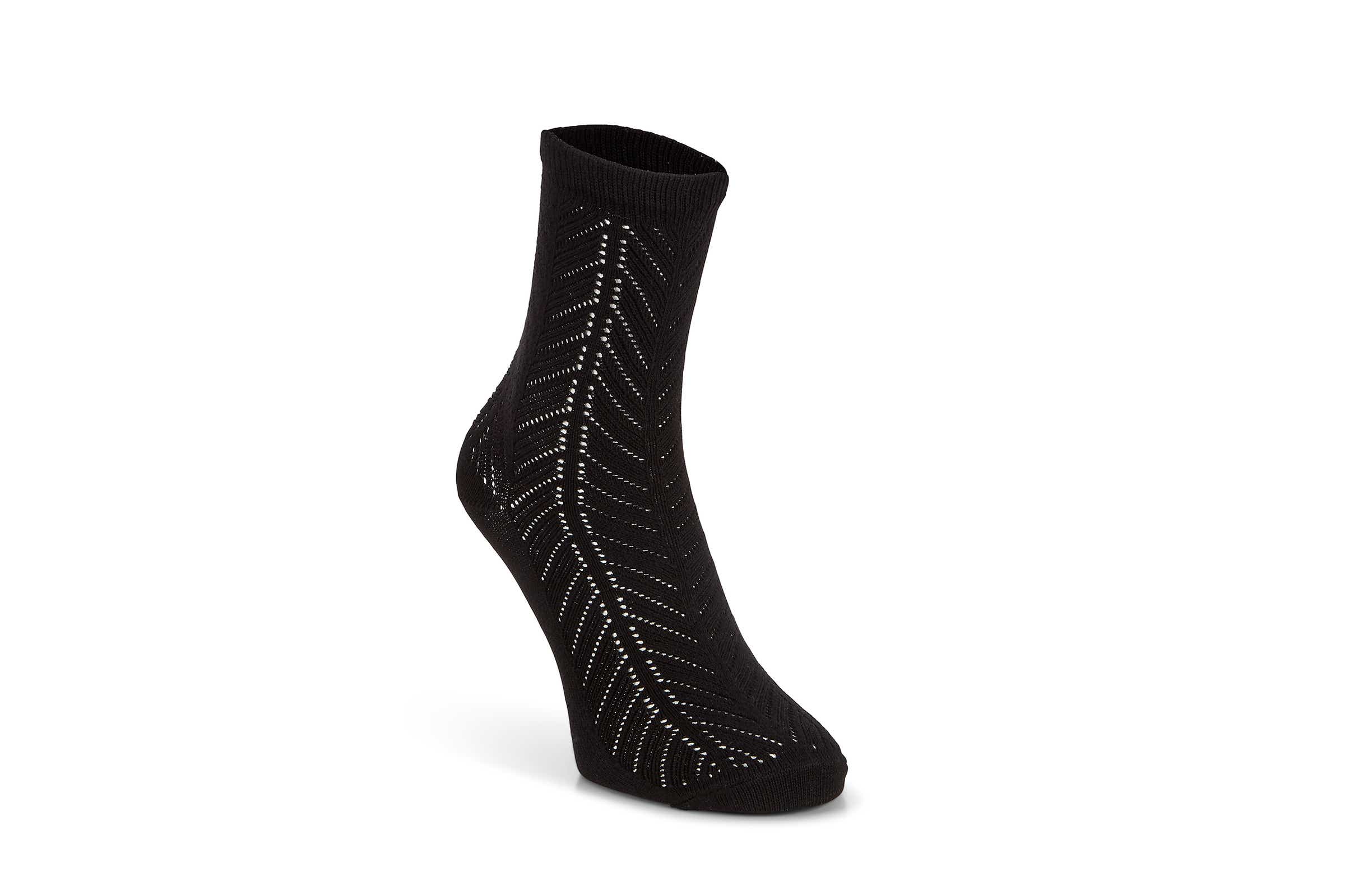 Women's ECCO® Herringbone Crew Socks - Black - Main
