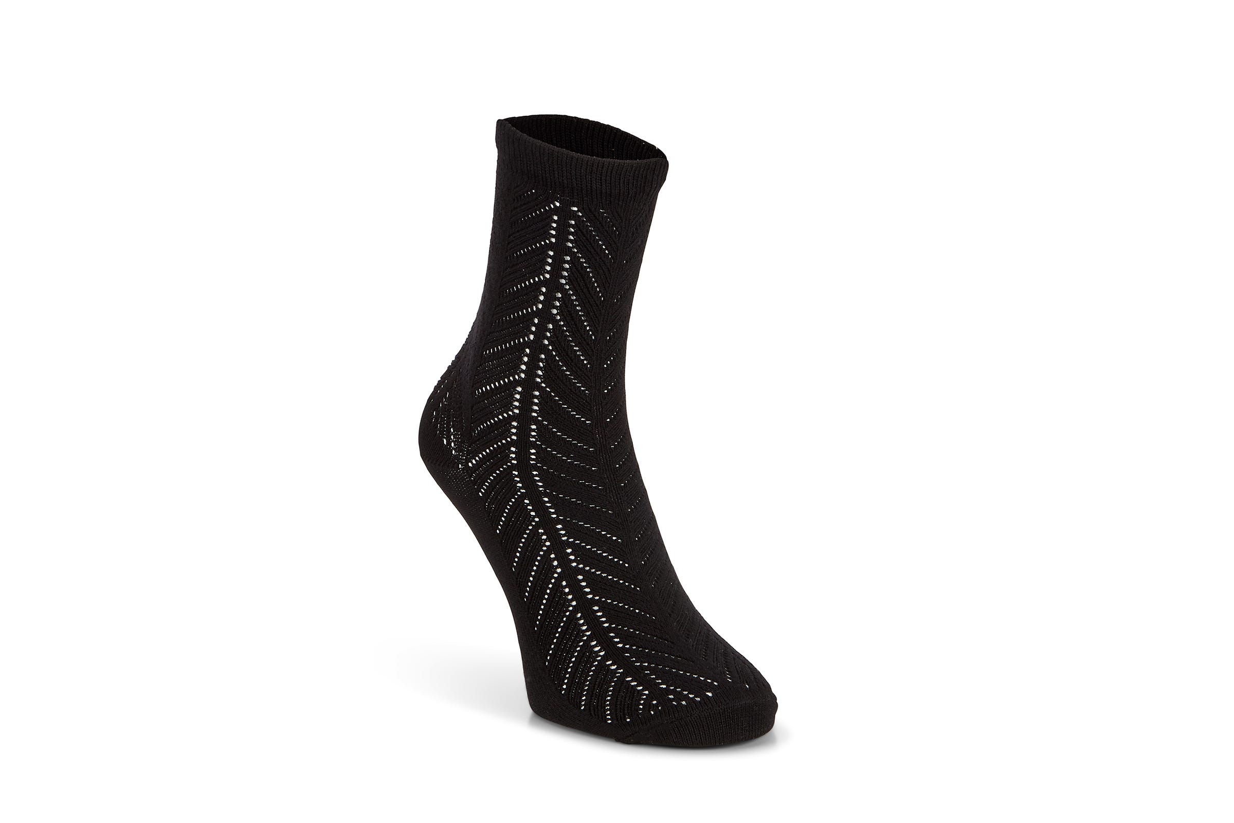 Women's ECCO® Herringbone Crew Socks - Black - Main