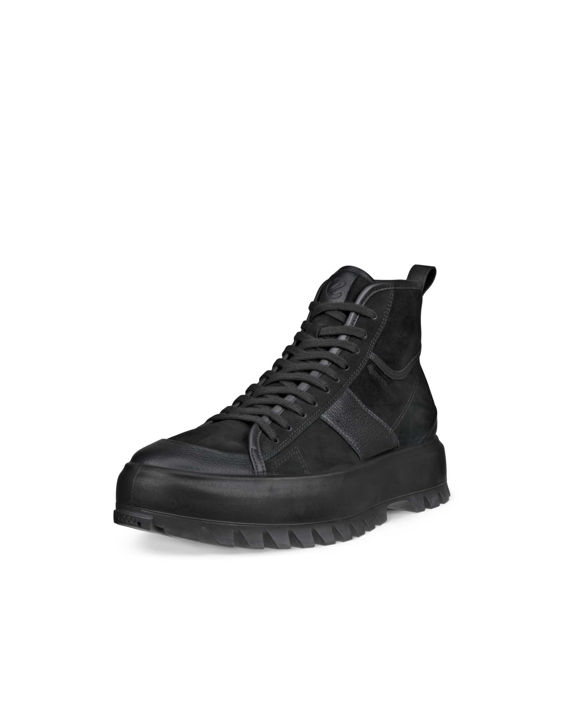 Men's ECCO® Street Ace Rugged Nubuck Gore-Tex High-Top Sneaker - Black - Main