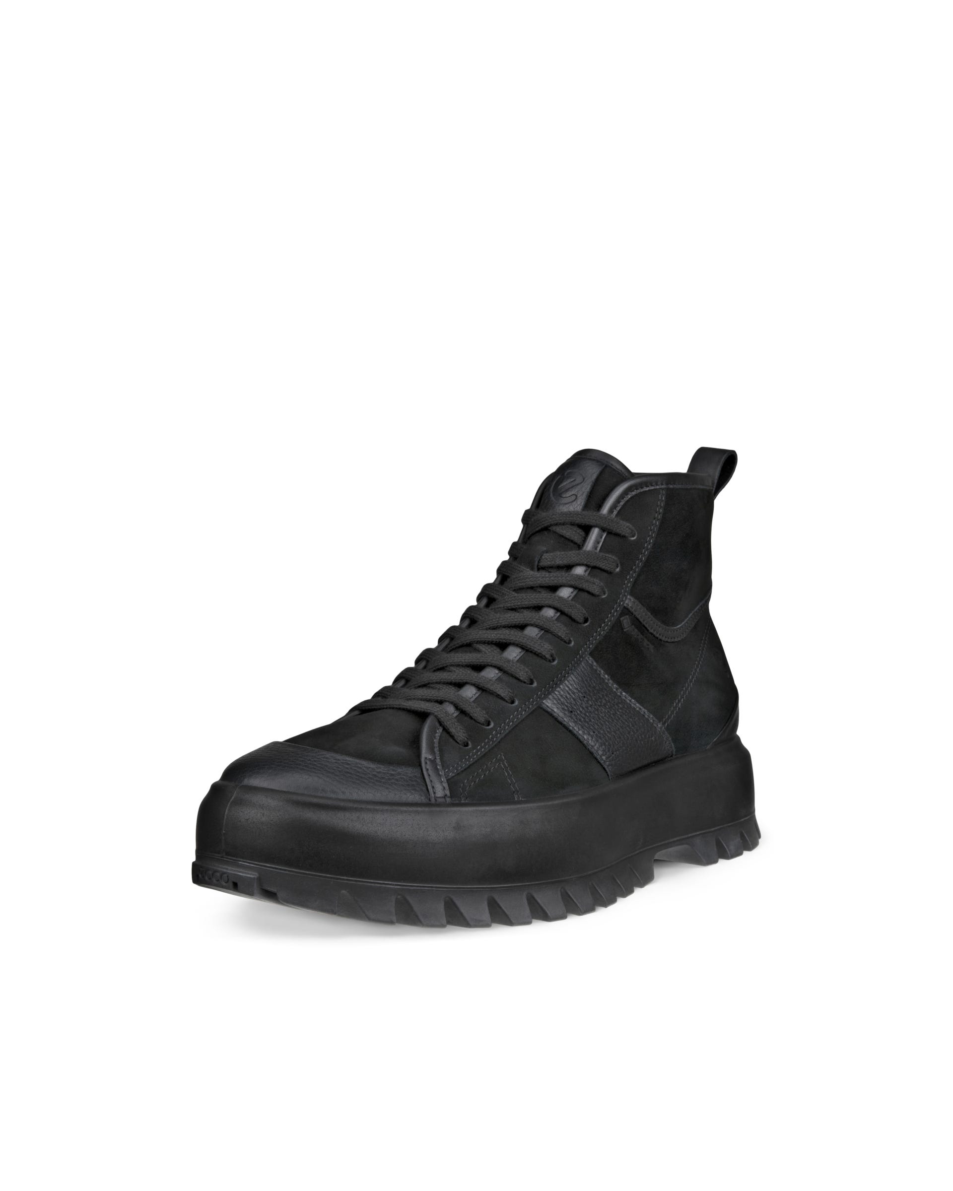 Men's ECCO® Street Ace Rugged Nubuck Gore-Tex High-Top Sneaker - Black - Main