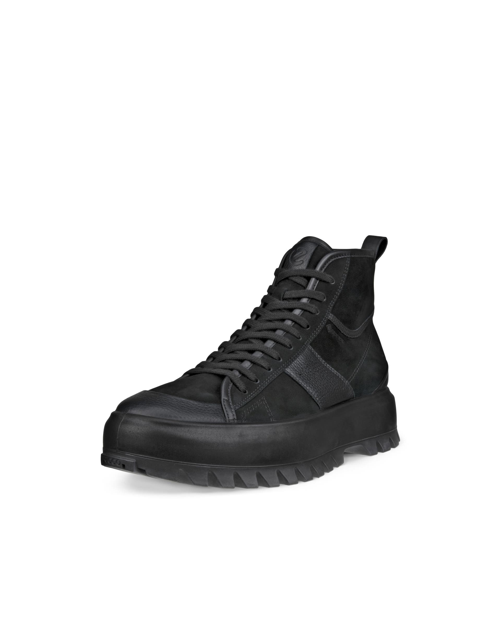 Men's ECCO® Street Ace Rugged Nubuck Gore-Tex High-Top Sneaker - Black - Main