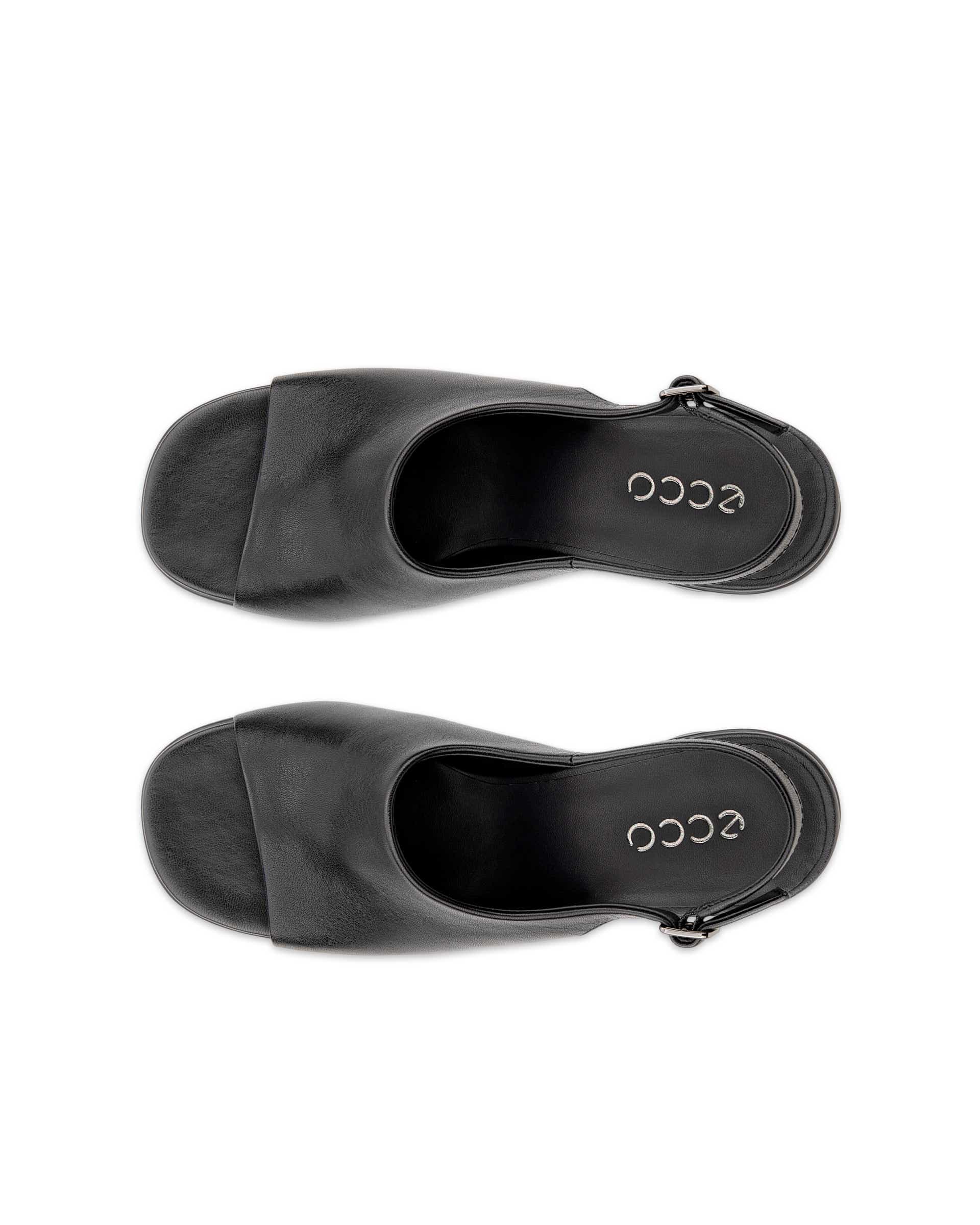 Women's ECCO® Sculpted Alba 65 Leather Heeled Slingback Sandal - Black - Top left pair