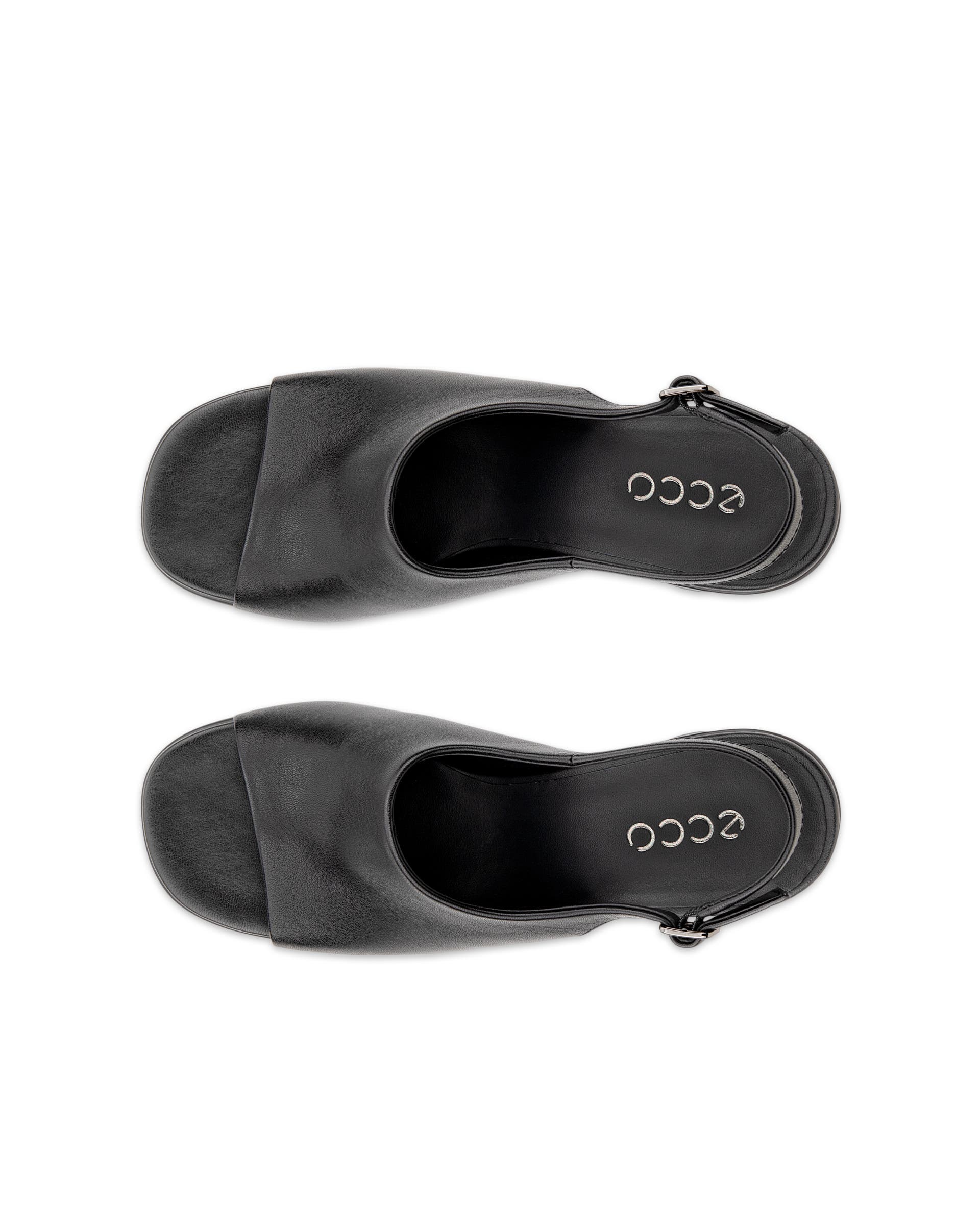 Women's ECCO® Sculpted Alba 65 Leather Heeled Slingback Sandal - Black - Top left pair