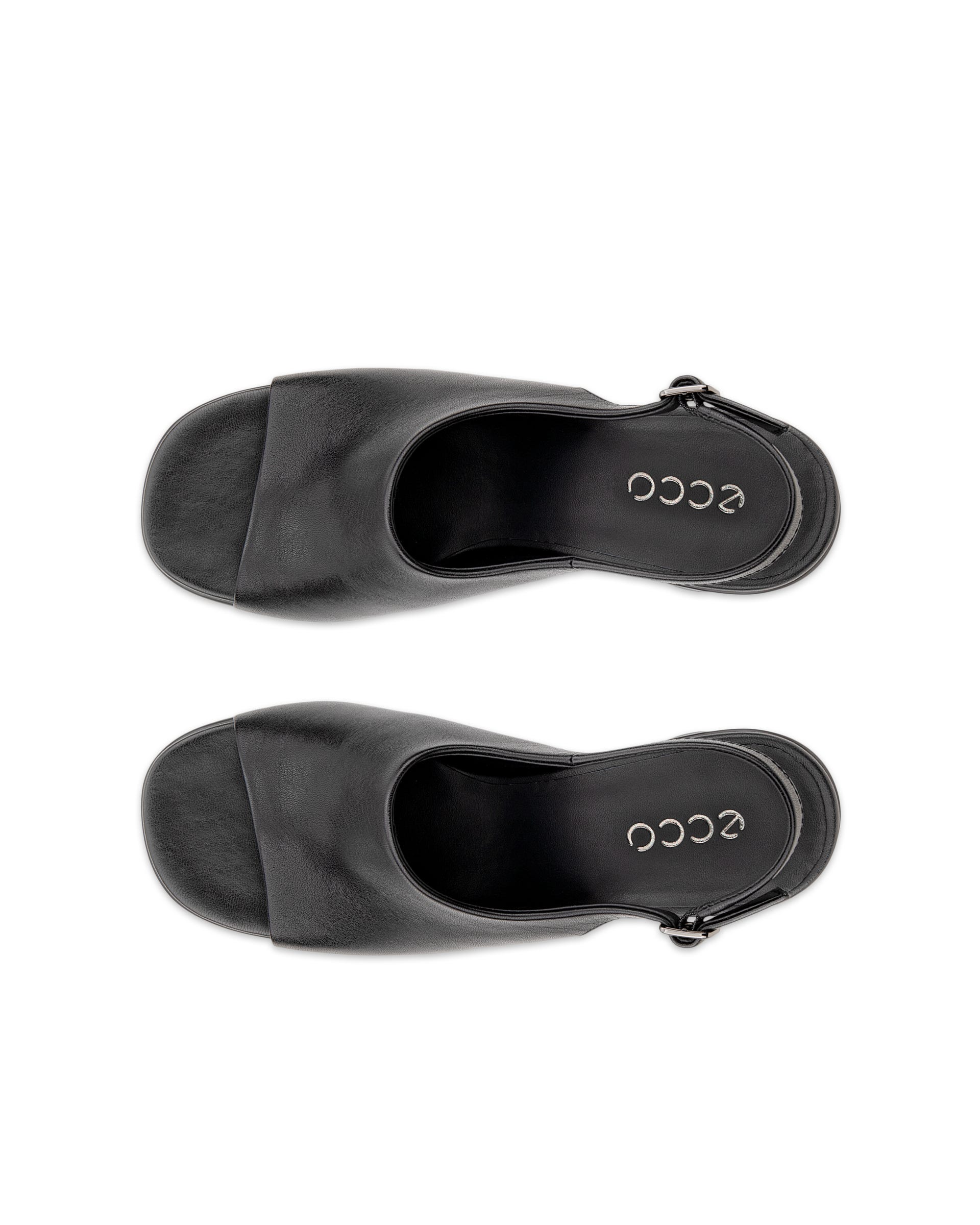 Women's ECCO® Sculpted Alba 65 Leather Heeled Slingback Sandal - Black - Top left pair