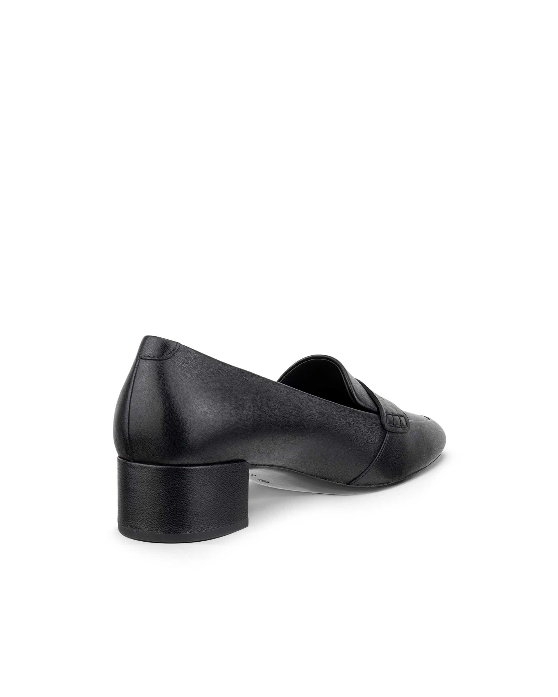 Women's ECCO® LIVA 35 Leather Block-Heeled Loafer - Black - Back